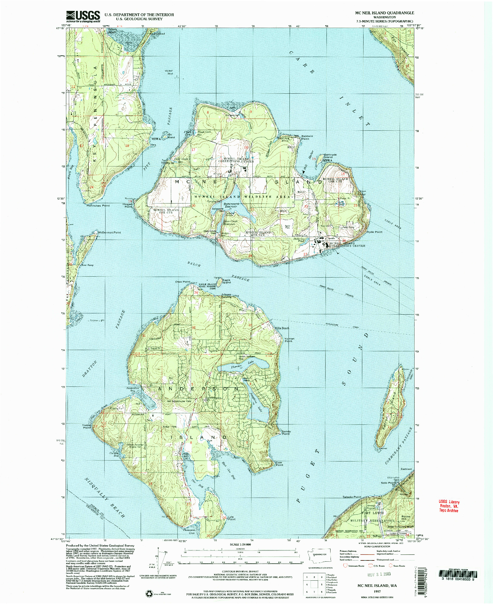 USGS 1:24000-SCALE QUADRANGLE FOR MC NEIL ISLAND, WA 1997