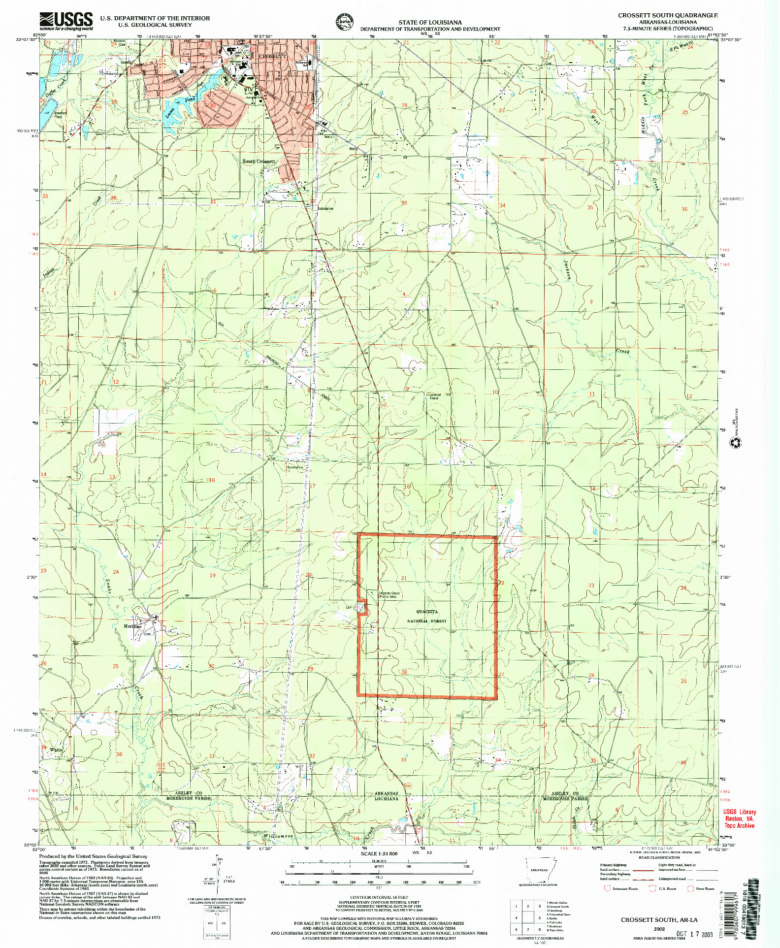 USGS 1:24000-SCALE QUADRANGLE FOR CROSSETT SOUTH, AR 2002