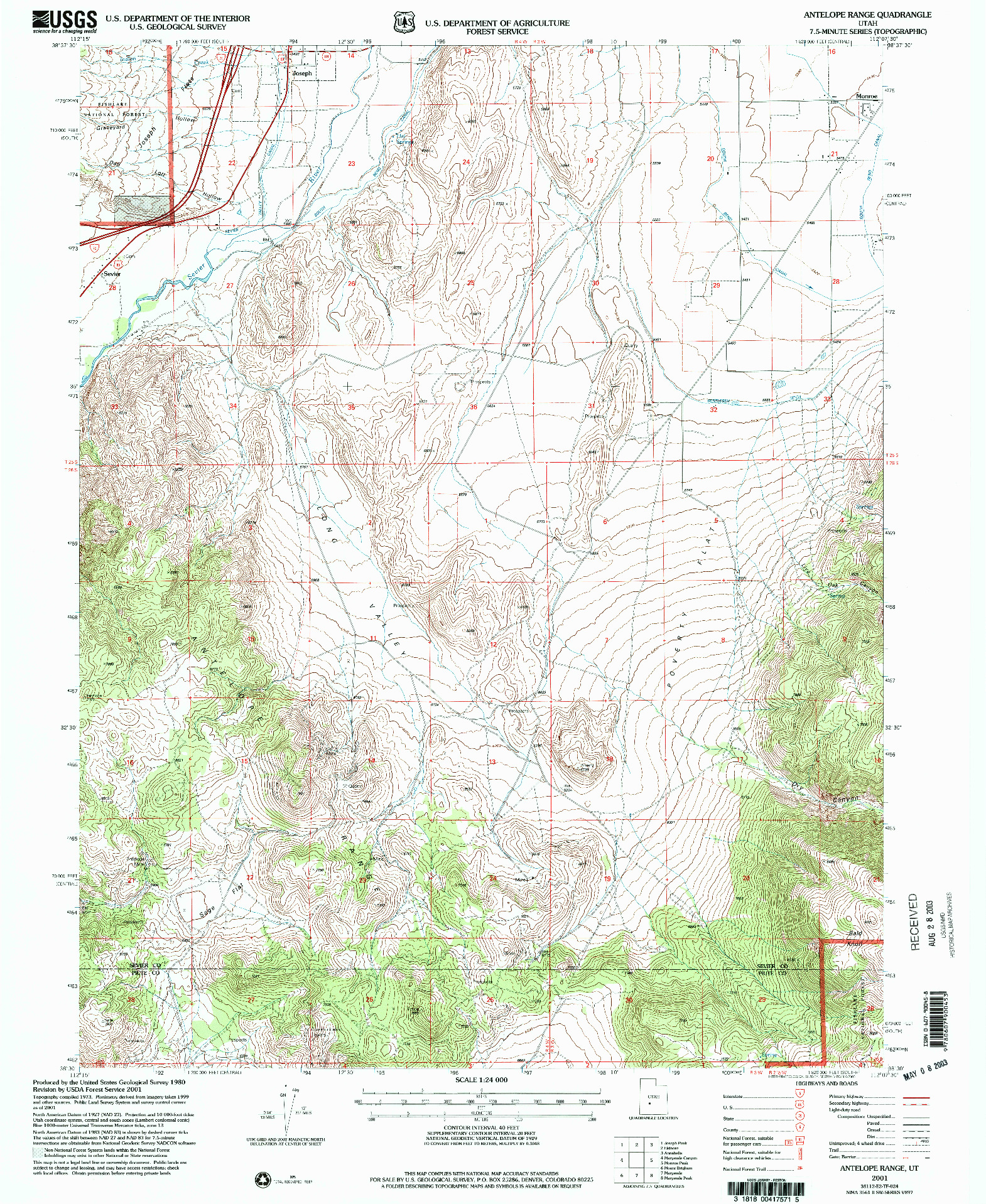 USGS 1:24000-SCALE QUADRANGLE FOR ANTELOPE RANGE, UT 2001