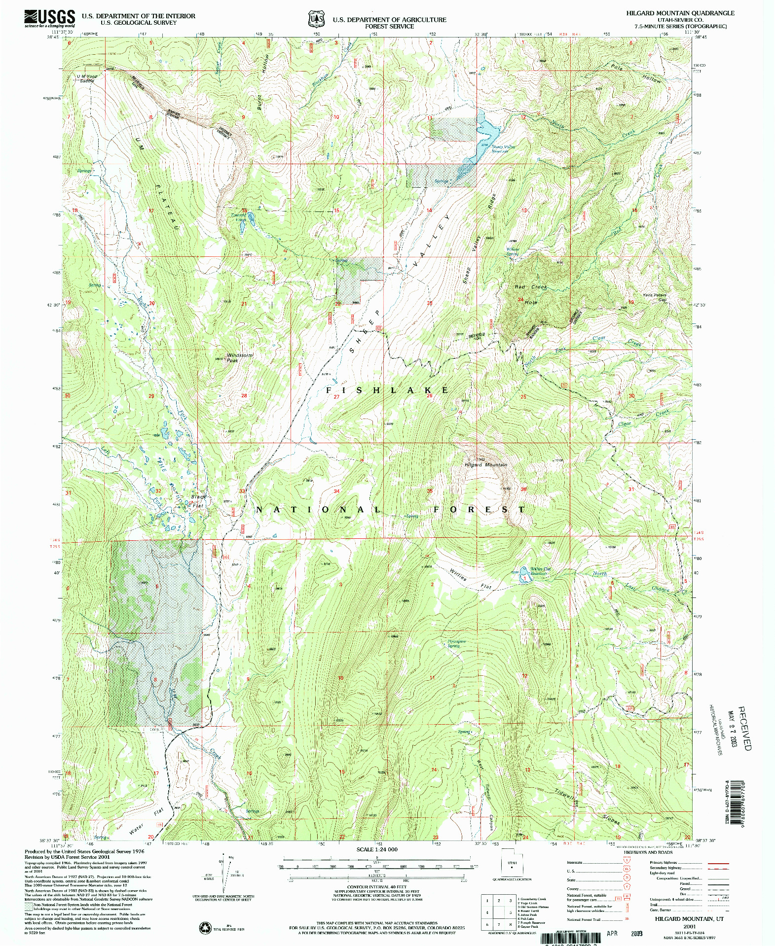 USGS 1:24000-SCALE QUADRANGLE FOR HILGARD MOUNTAIN, UT 2001