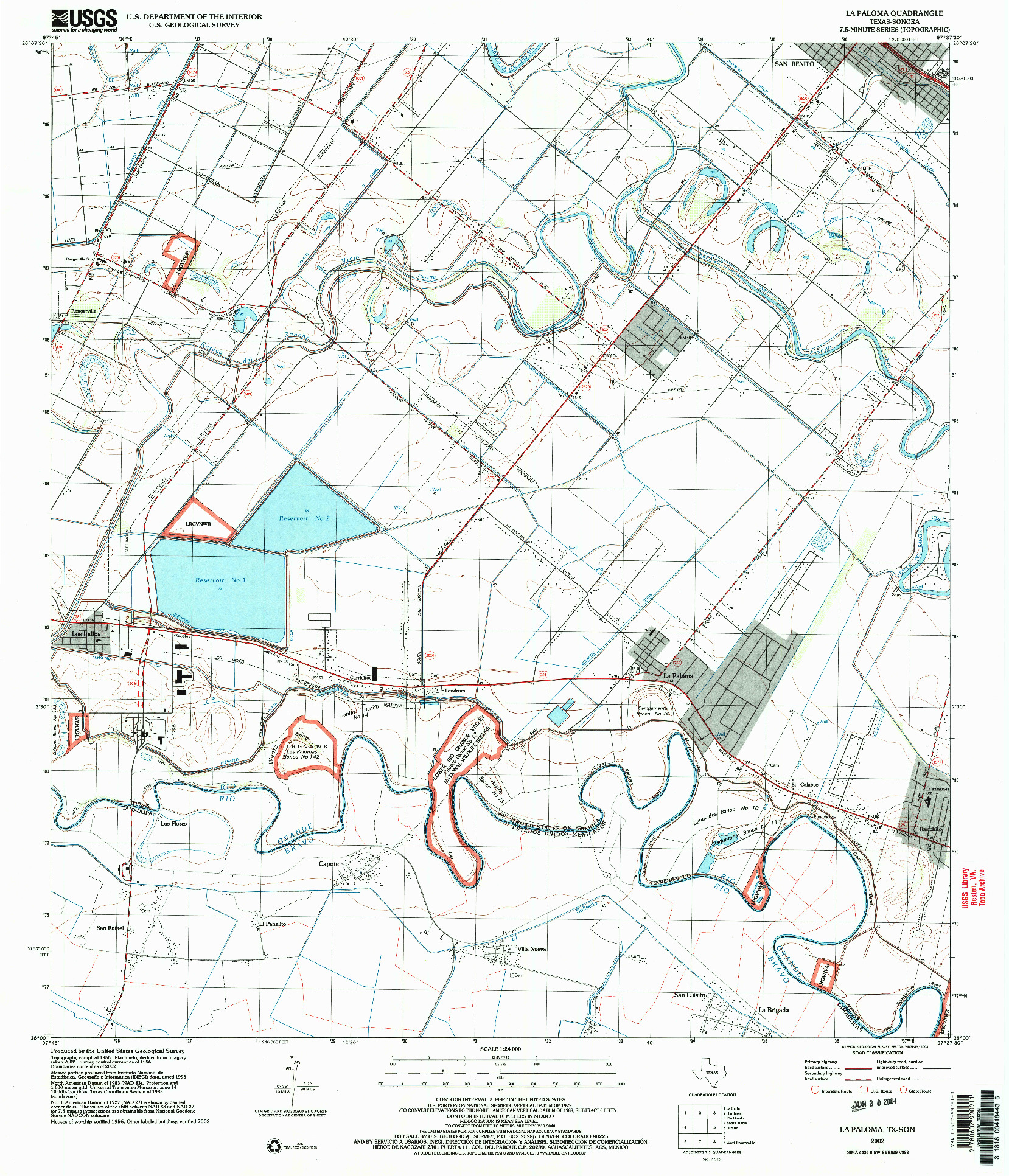 USGS 1:24000-SCALE QUADRANGLE FOR LA PALOMA, TX 2002