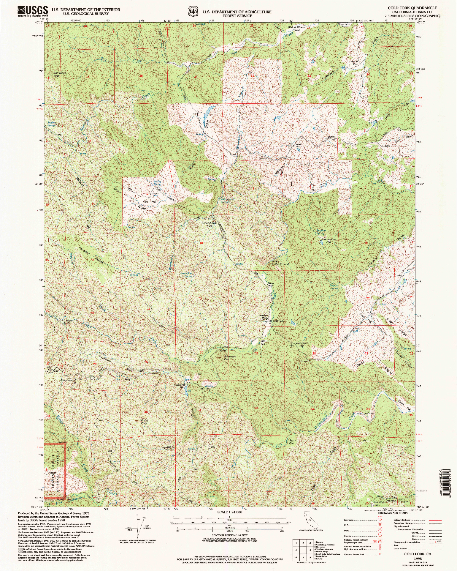 USGS 1:24000-SCALE QUADRANGLE FOR COLD FORK, CA 1998