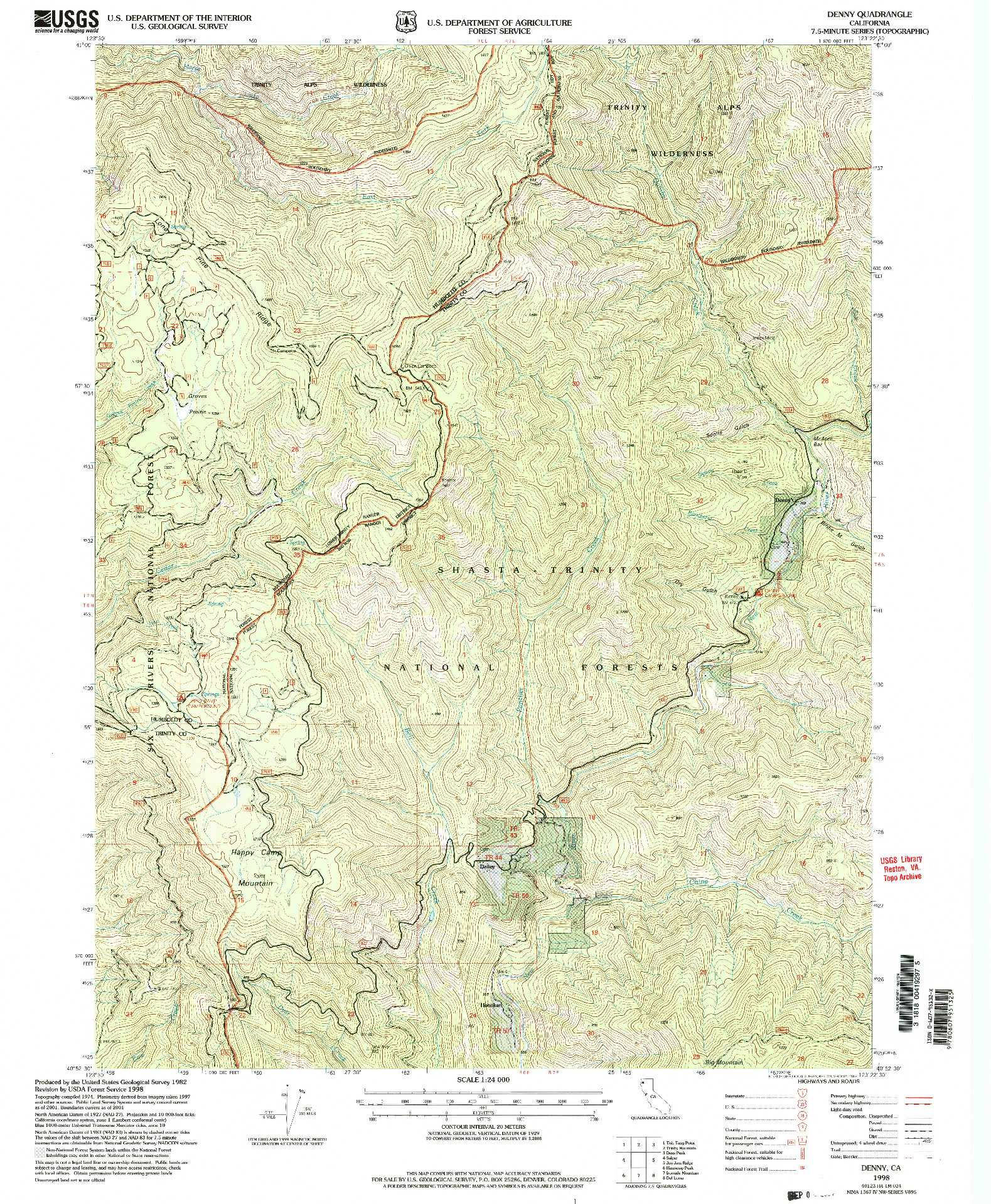 USGS 1:24000-SCALE QUADRANGLE FOR DENNY, CA 1998