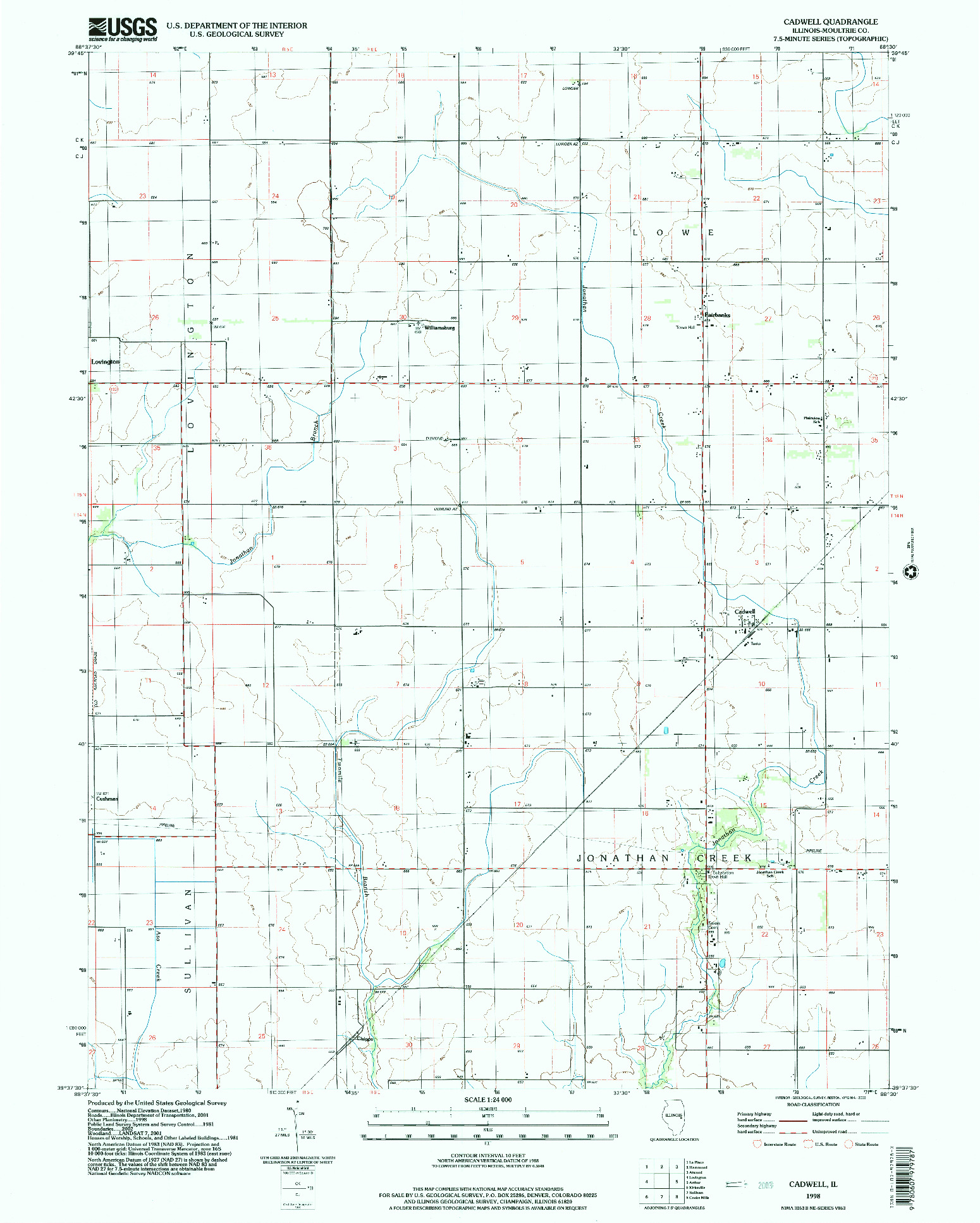 USGS 1:24000-SCALE QUADRANGLE FOR CADWELL, IL 1998