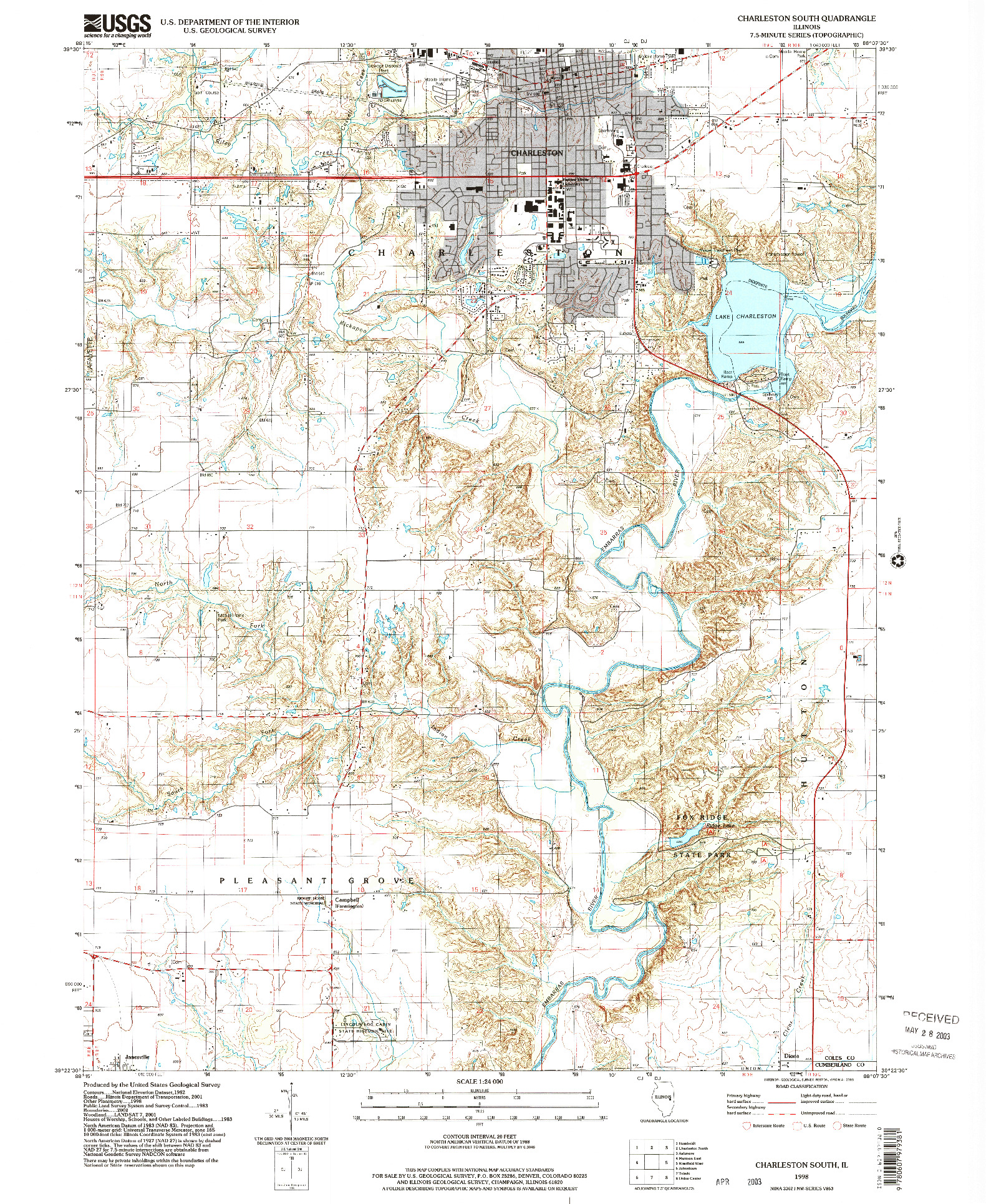 USGS 1:24000-SCALE QUADRANGLE FOR CHARLESTON SOUTH, IL 1998
