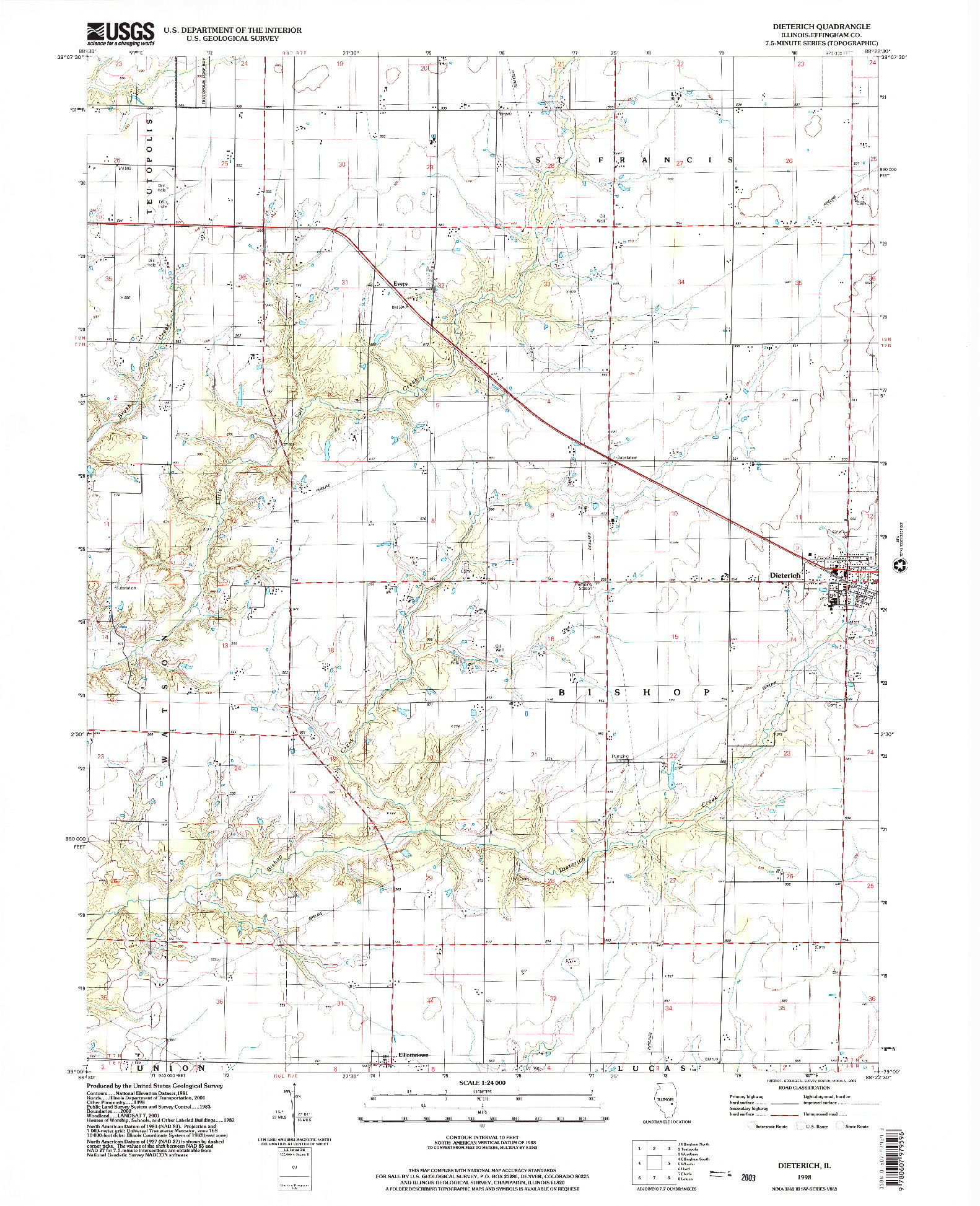 USGS 1:24000-SCALE QUADRANGLE FOR DIETERICH, IL 1998