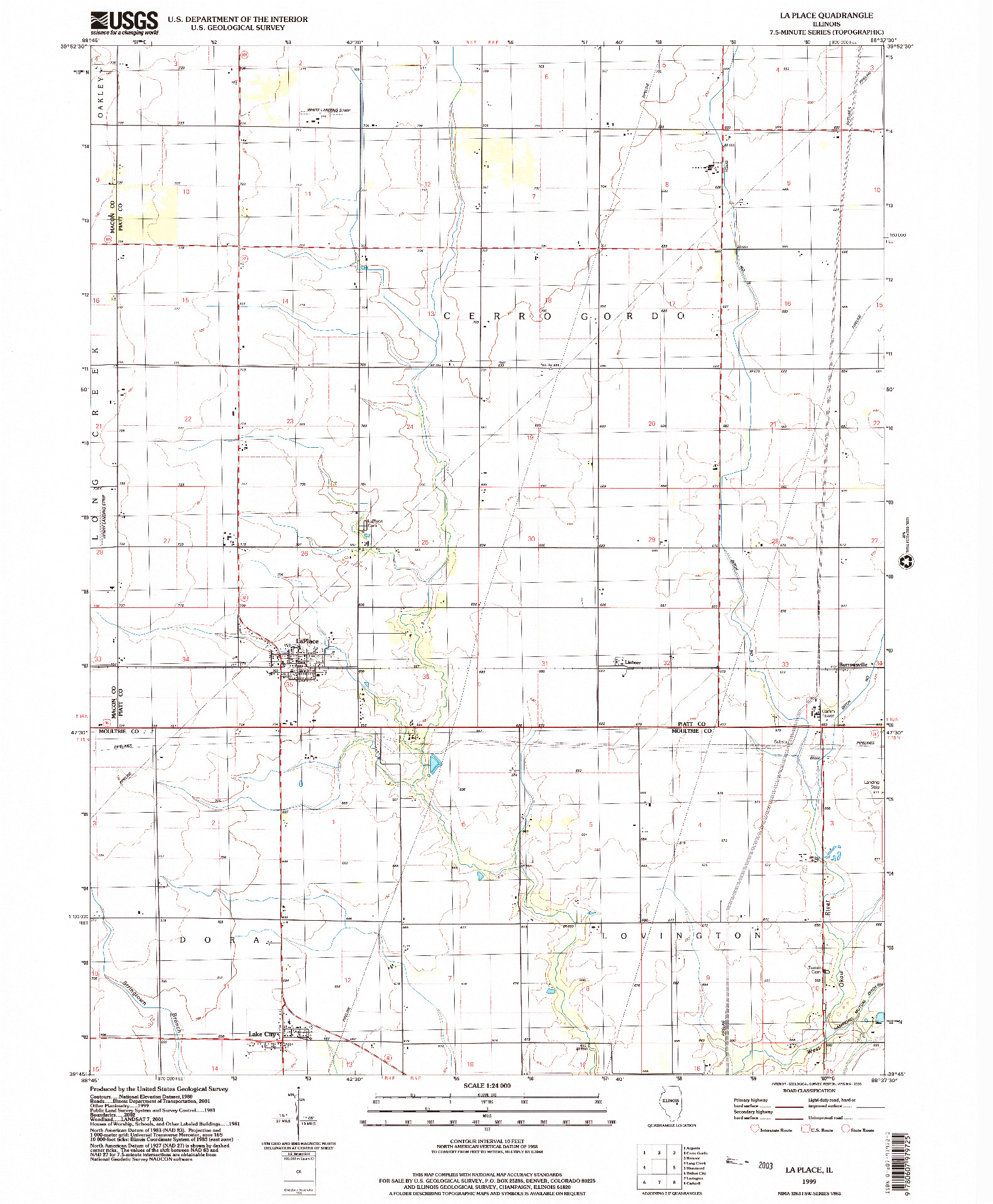 USGS 1:24000-SCALE QUADRANGLE FOR LA PLACE, IL 1999