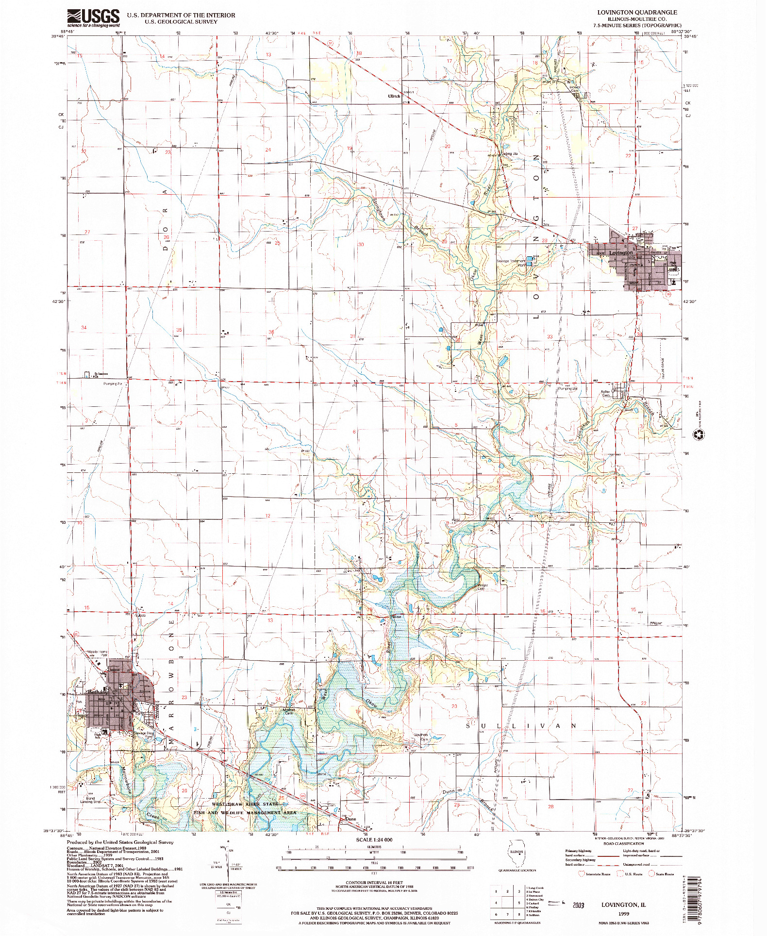 USGS 1:24000-SCALE QUADRANGLE FOR LOVINGTON, IL 1999