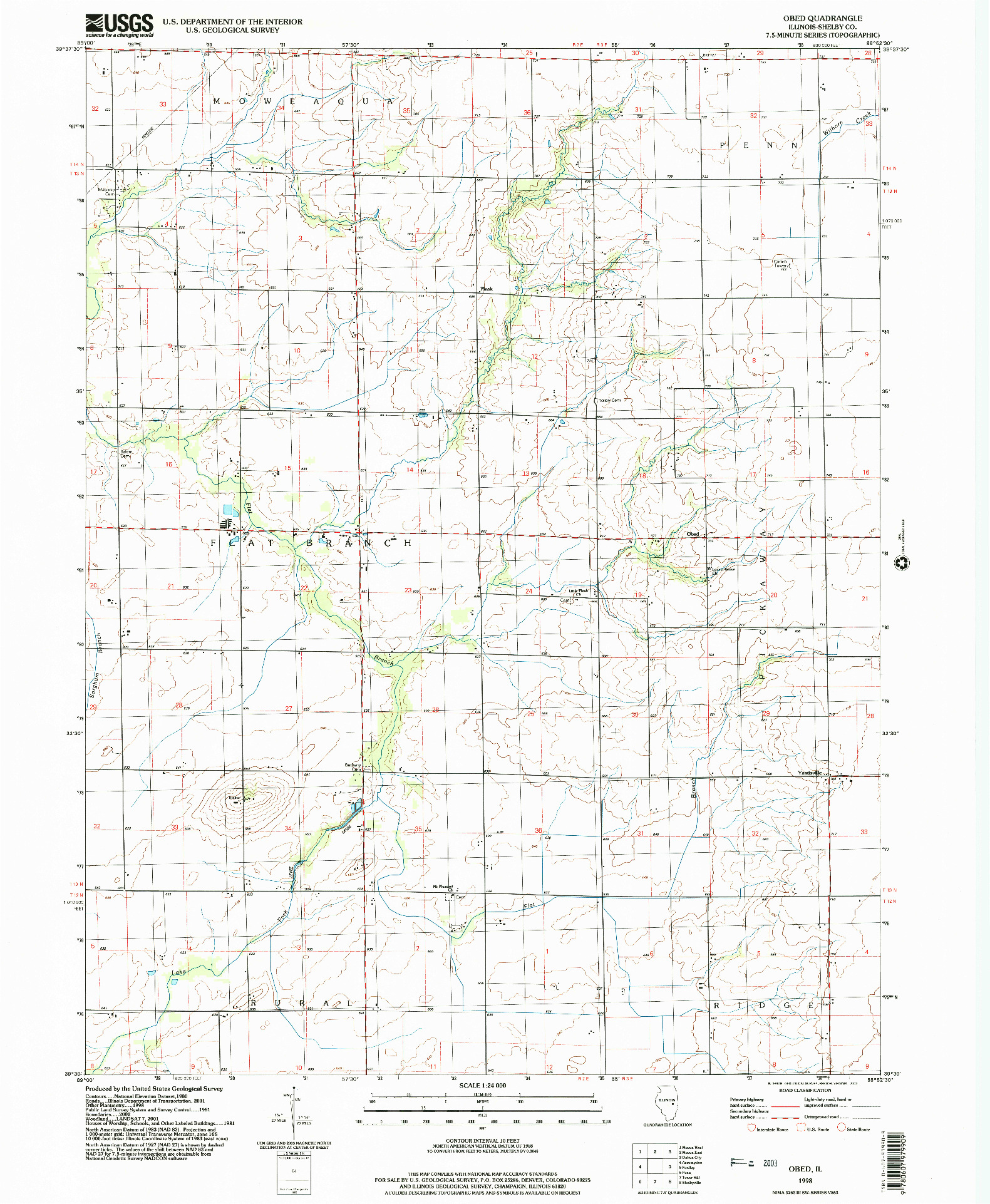 USGS 1:24000-SCALE QUADRANGLE FOR OBED, IL 1998