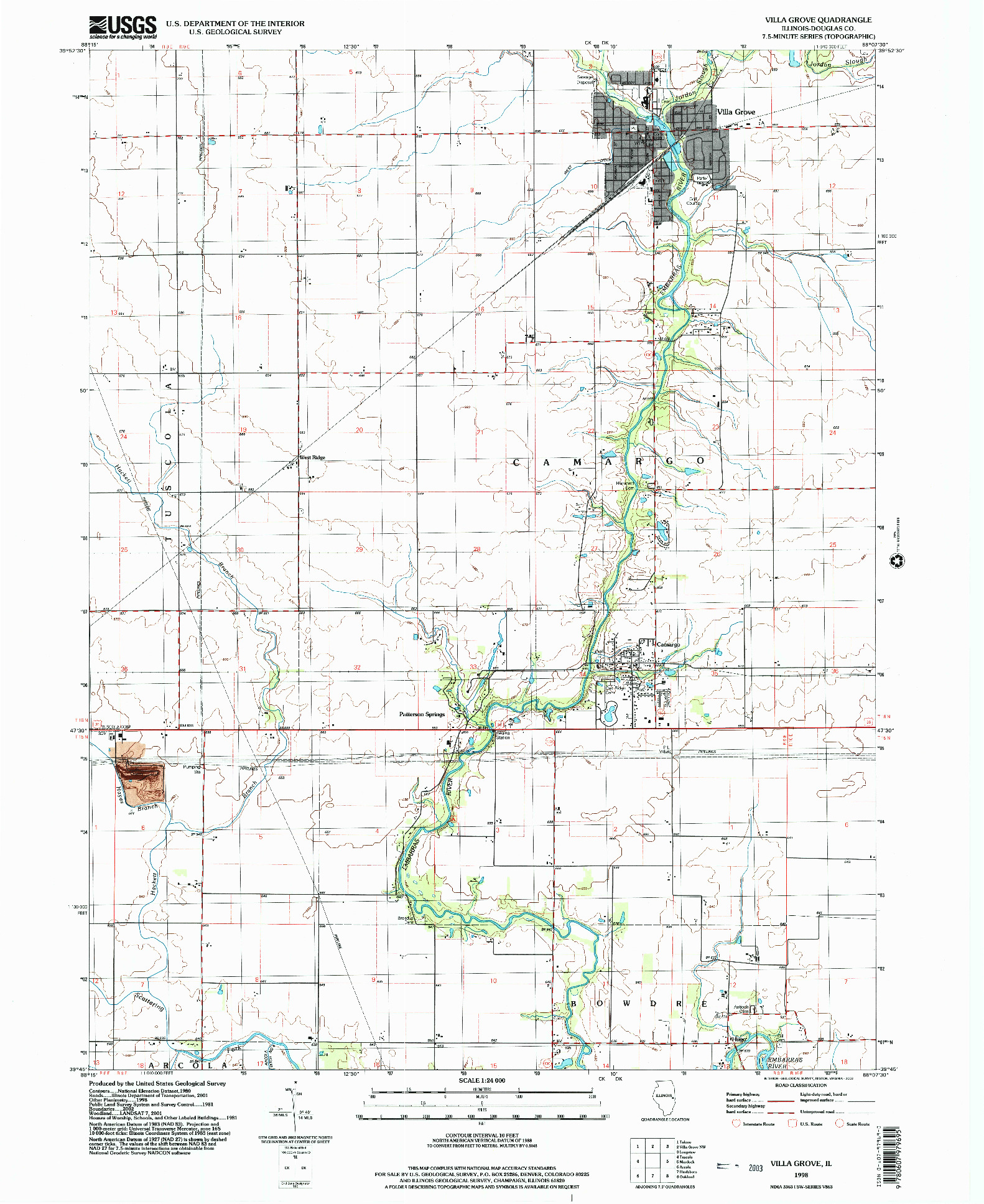 USGS 1:24000-SCALE QUADRANGLE FOR VILLA GROVE, IL 1998
