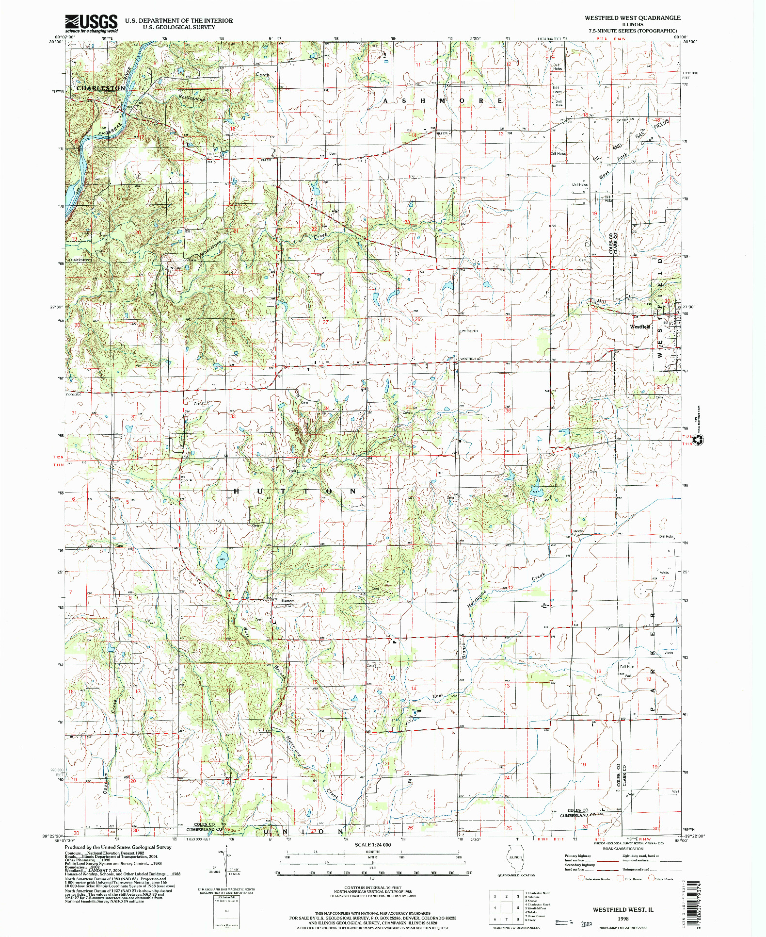 USGS 1:24000-SCALE QUADRANGLE FOR WESTFIELD WEST, IL 1998