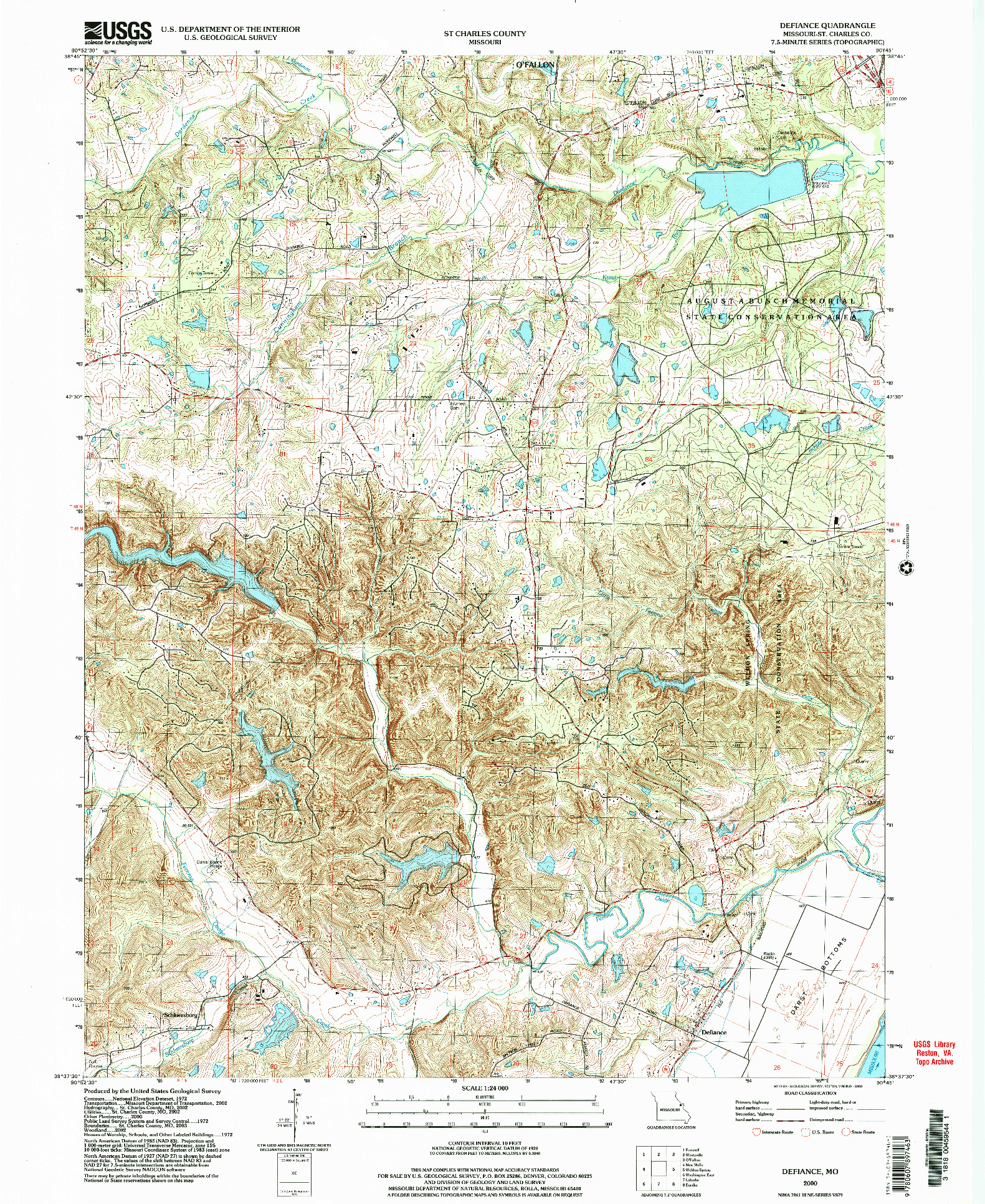 USGS 1:24000-SCALE QUADRANGLE FOR DEFIANCE, MO 2000