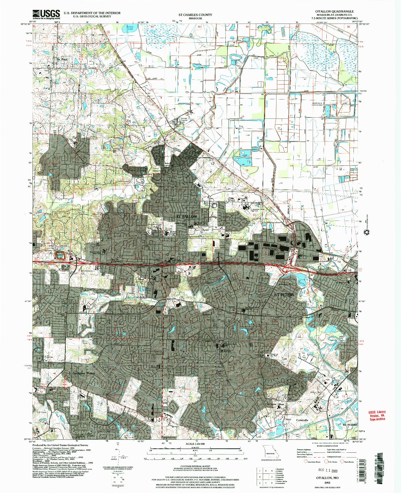 USGS 1:24000-SCALE QUADRANGLE FOR O'FALLON, MO 2002