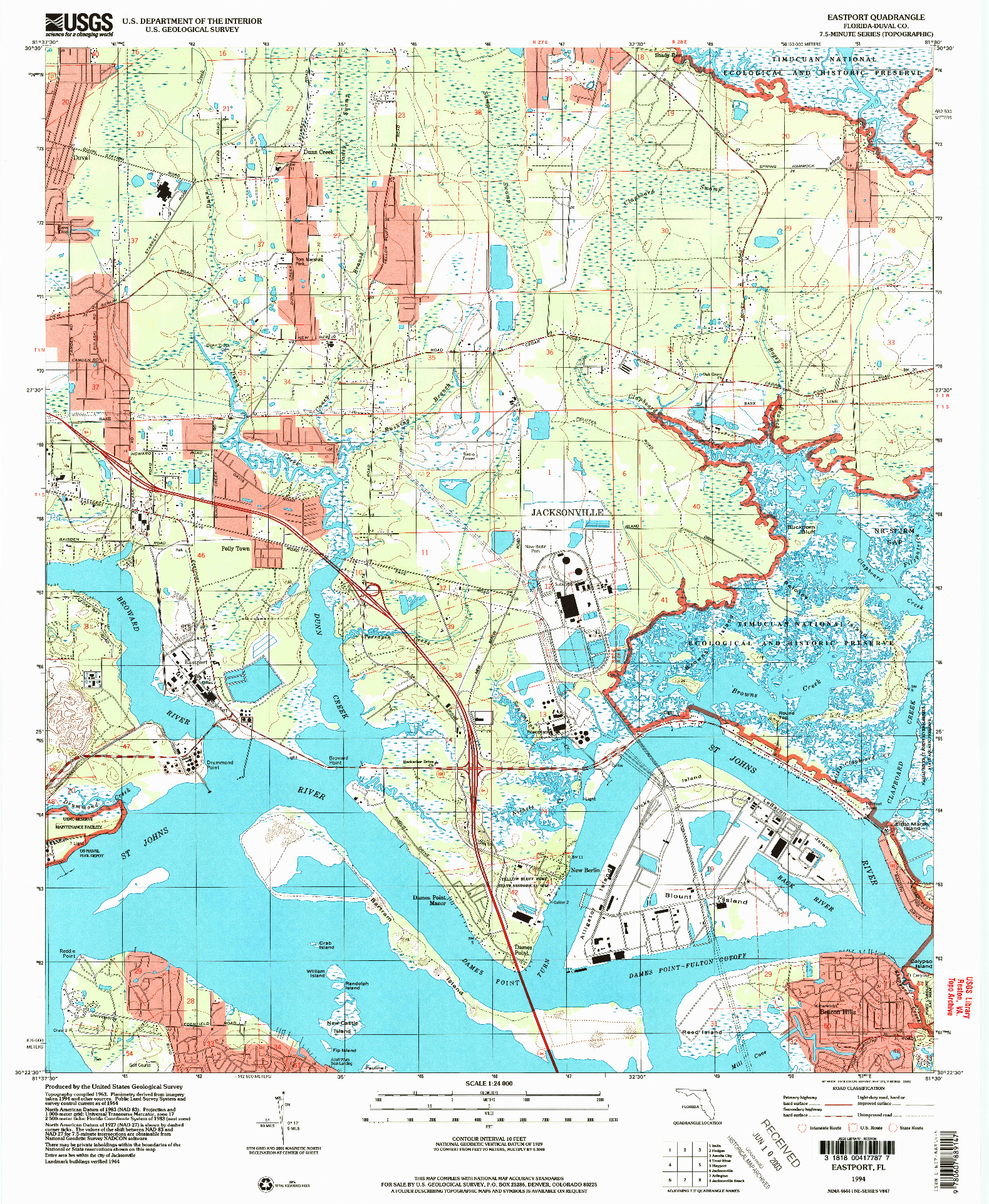 USGS 1:24000-SCALE QUADRANGLE FOR EASTPORT, FL 1994