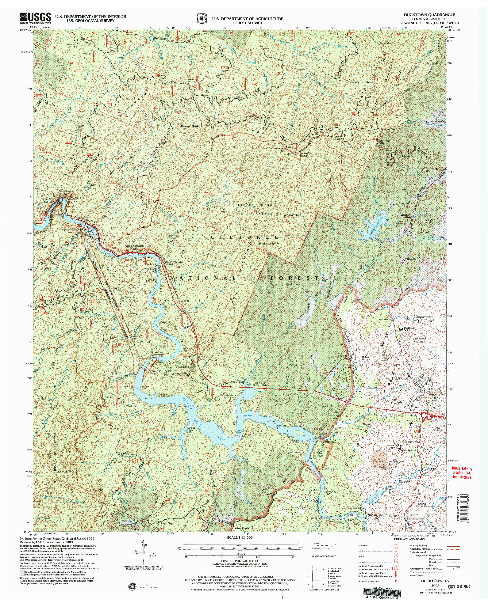 USGS 1:24000-SCALE QUADRANGLE FOR DUCKTOWN, TN 2003