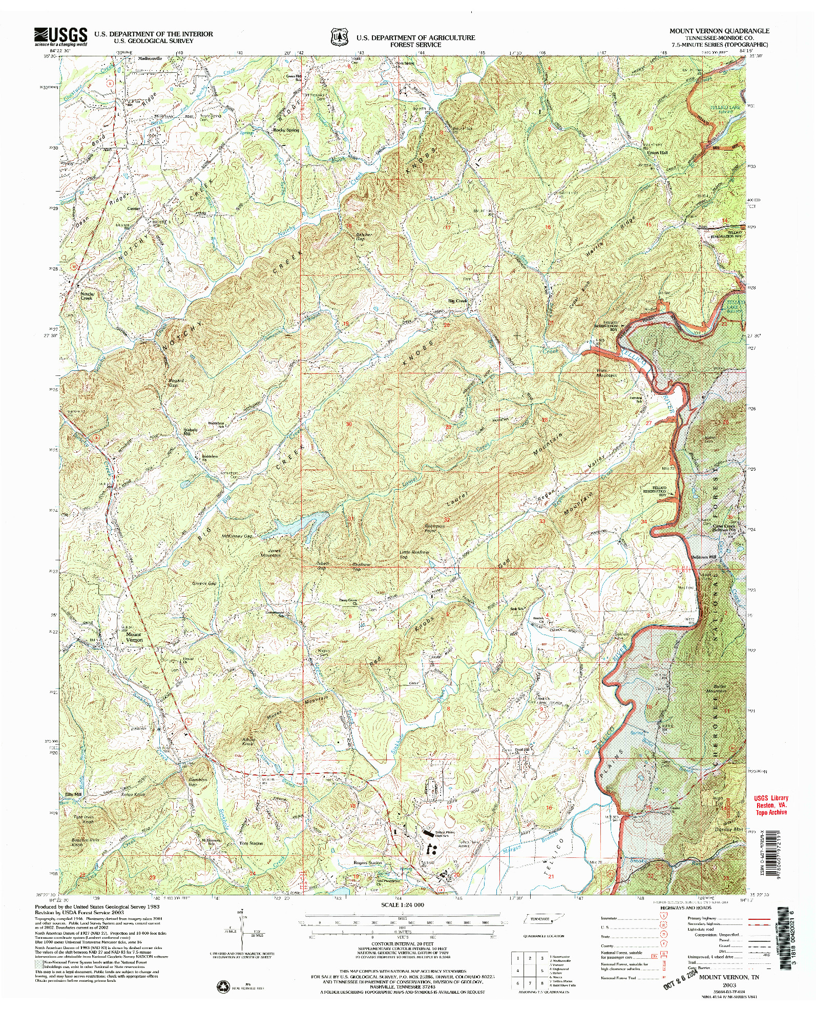 USGS 1:24000-SCALE QUADRANGLE FOR MOUNT VERNON, TN 2003