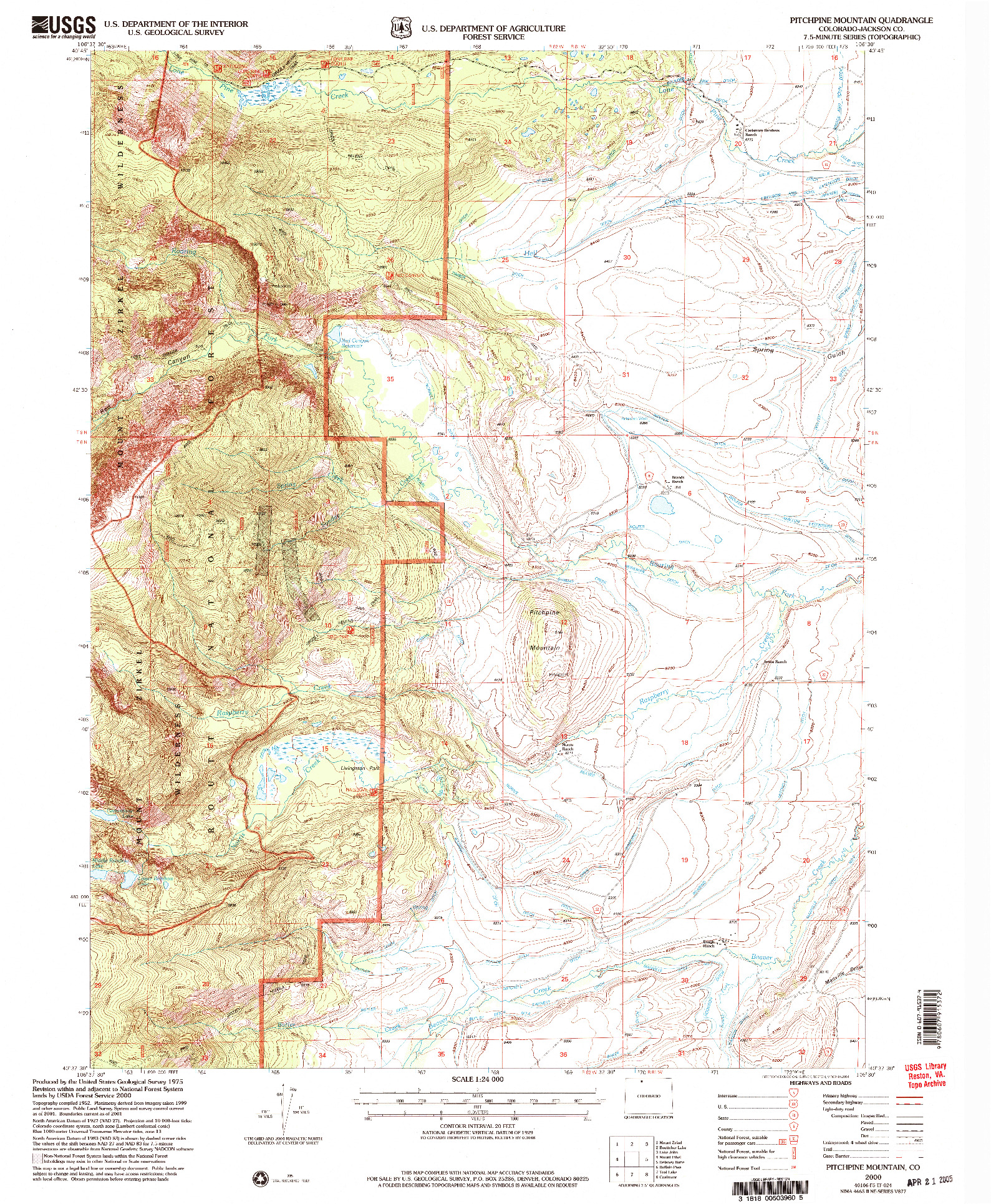 USGS 1:24000-SCALE QUADRANGLE FOR PITCHPINE MOUNTAIN, CO 2000