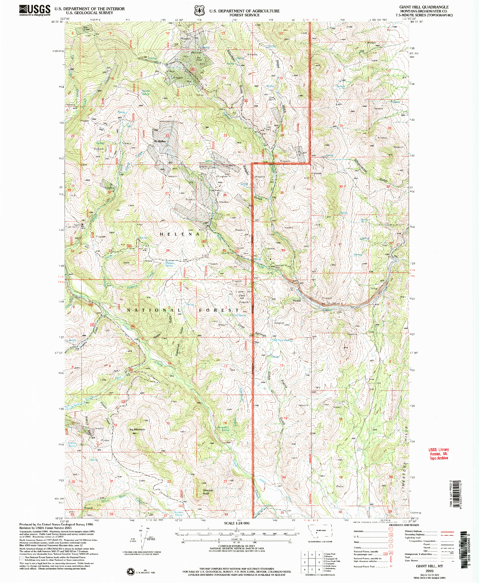 USGS 1:24000-SCALE QUADRANGLE FOR GIANT HILL, MT 2001