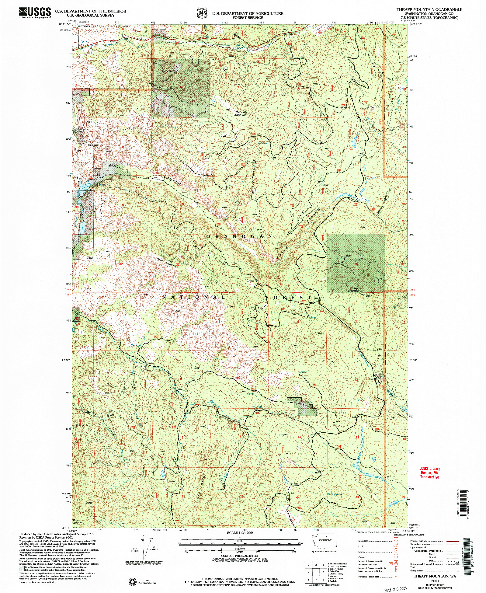 USGS 1:24000-SCALE QUADRANGLE FOR THRAPP MTN, WA 2001