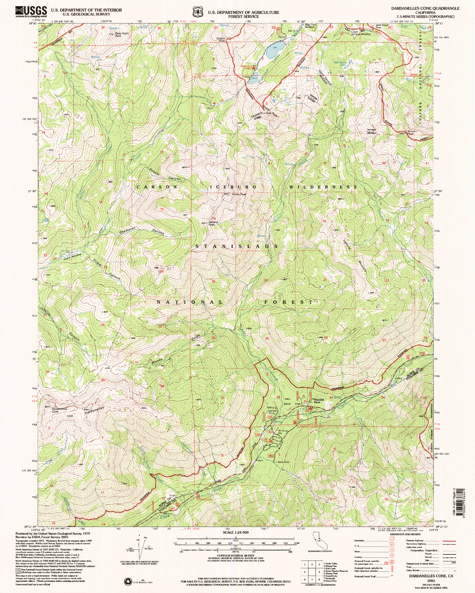 USGS 1:24000-SCALE QUADRANGLE FOR DARDANELLES CONE, CA 2001