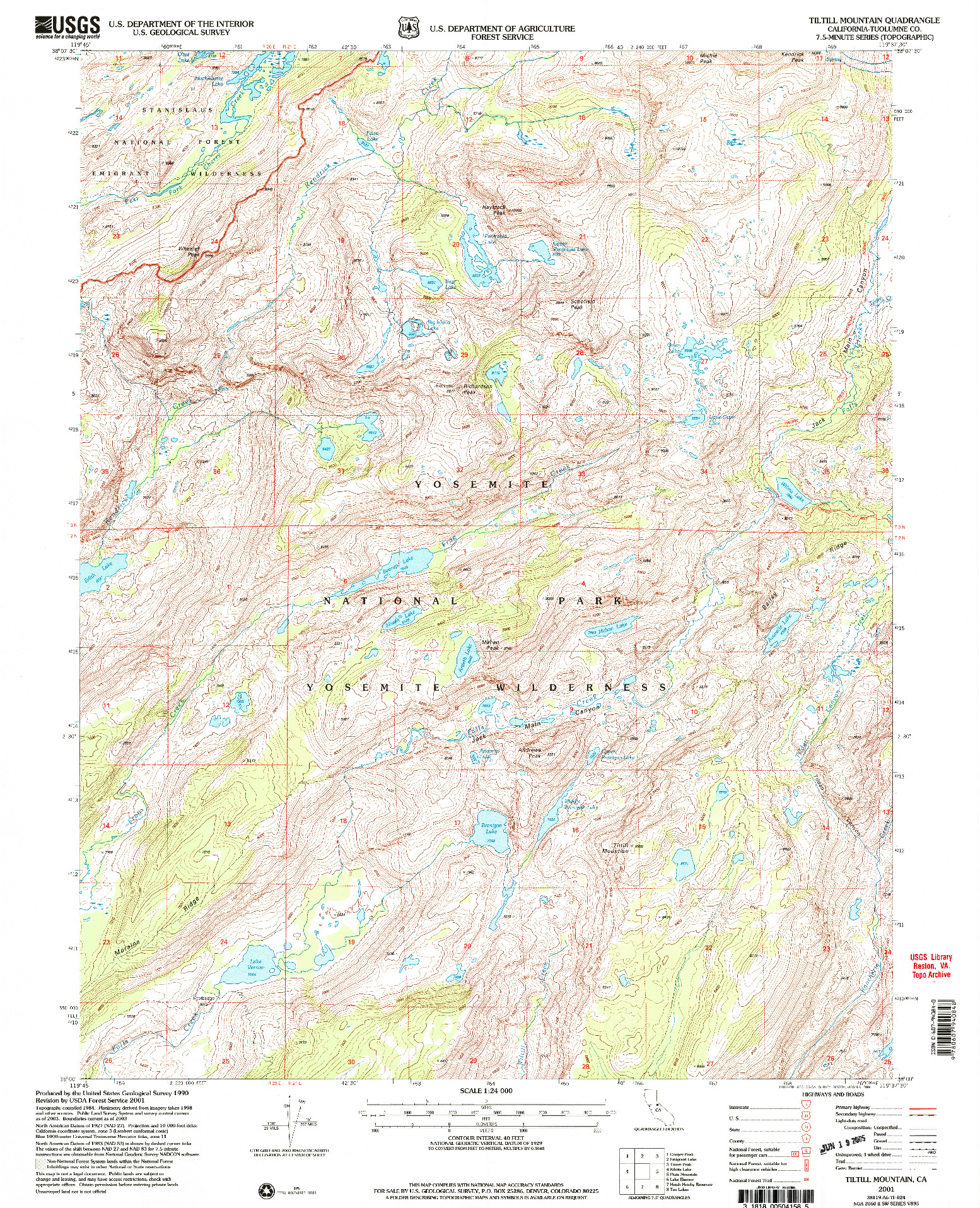 USGS 1:24000-SCALE QUADRANGLE FOR TILTILL MOUNTAIN, CA 2001