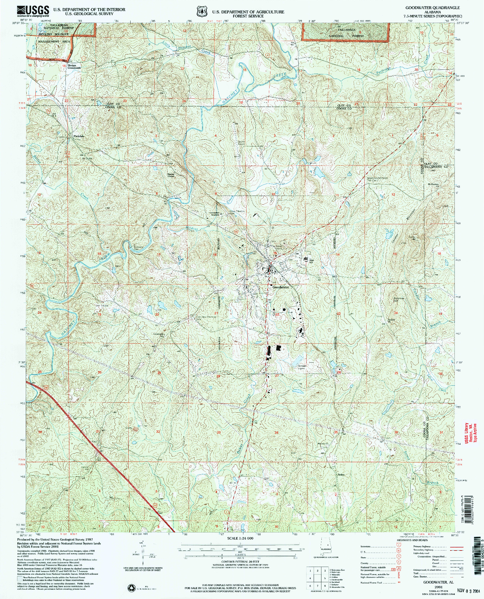 USGS 1:24000-SCALE QUADRANGLE FOR GOODWATER, AL 2001
