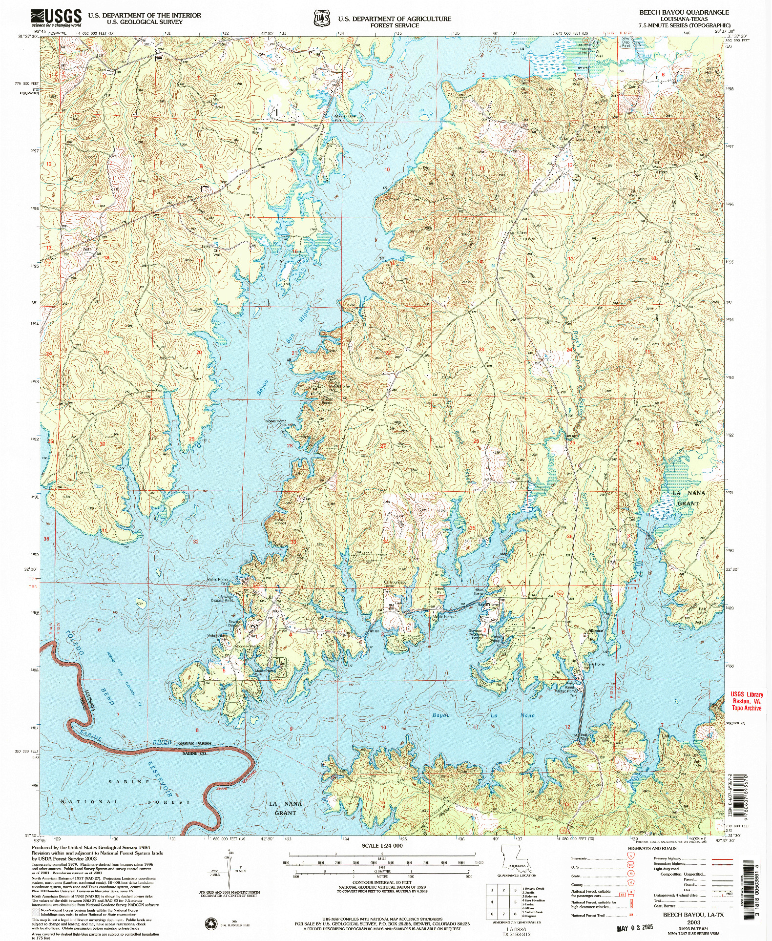 USGS 1:24000-SCALE QUADRANGLE FOR BEECH BAYOU, LA 2003