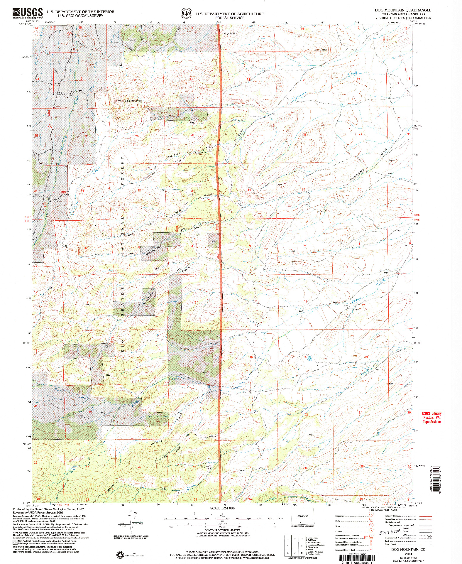 USGS 1:24000-SCALE QUADRANGLE FOR DOG MOUNTAIN, CO 2001