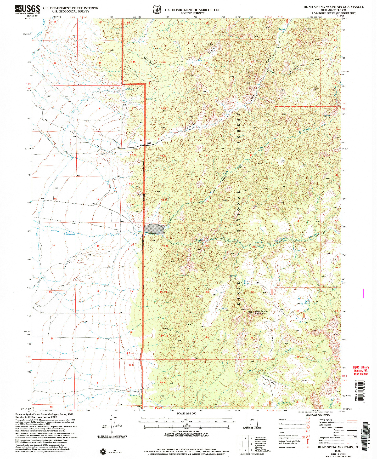 USGS 1:24000-SCALE QUADRANGLE FOR BLIND SPRING MOUNTAIN, UT 2002