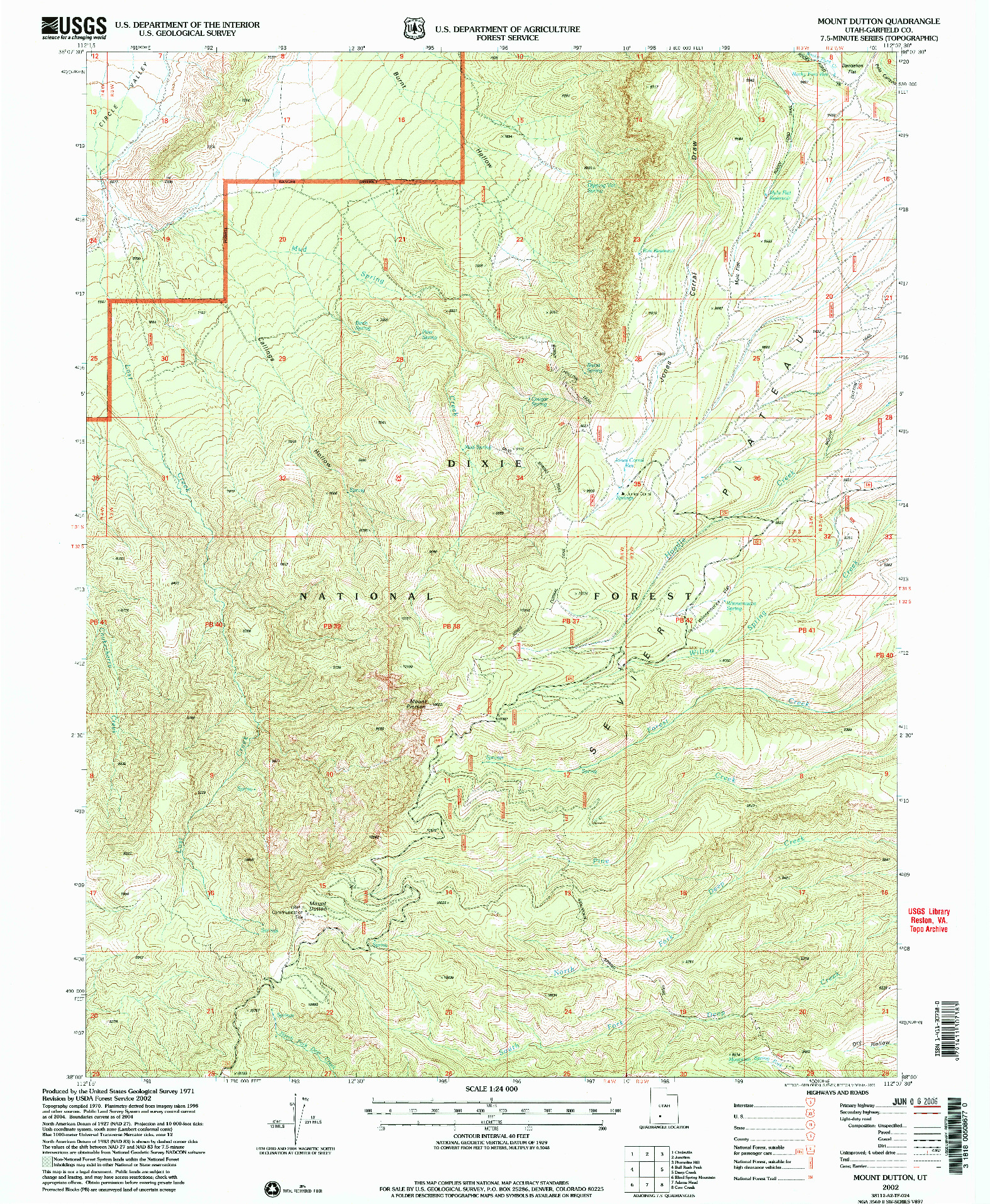 USGS 1:24000-SCALE QUADRANGLE FOR MOUNT DUTTON, UT 2002