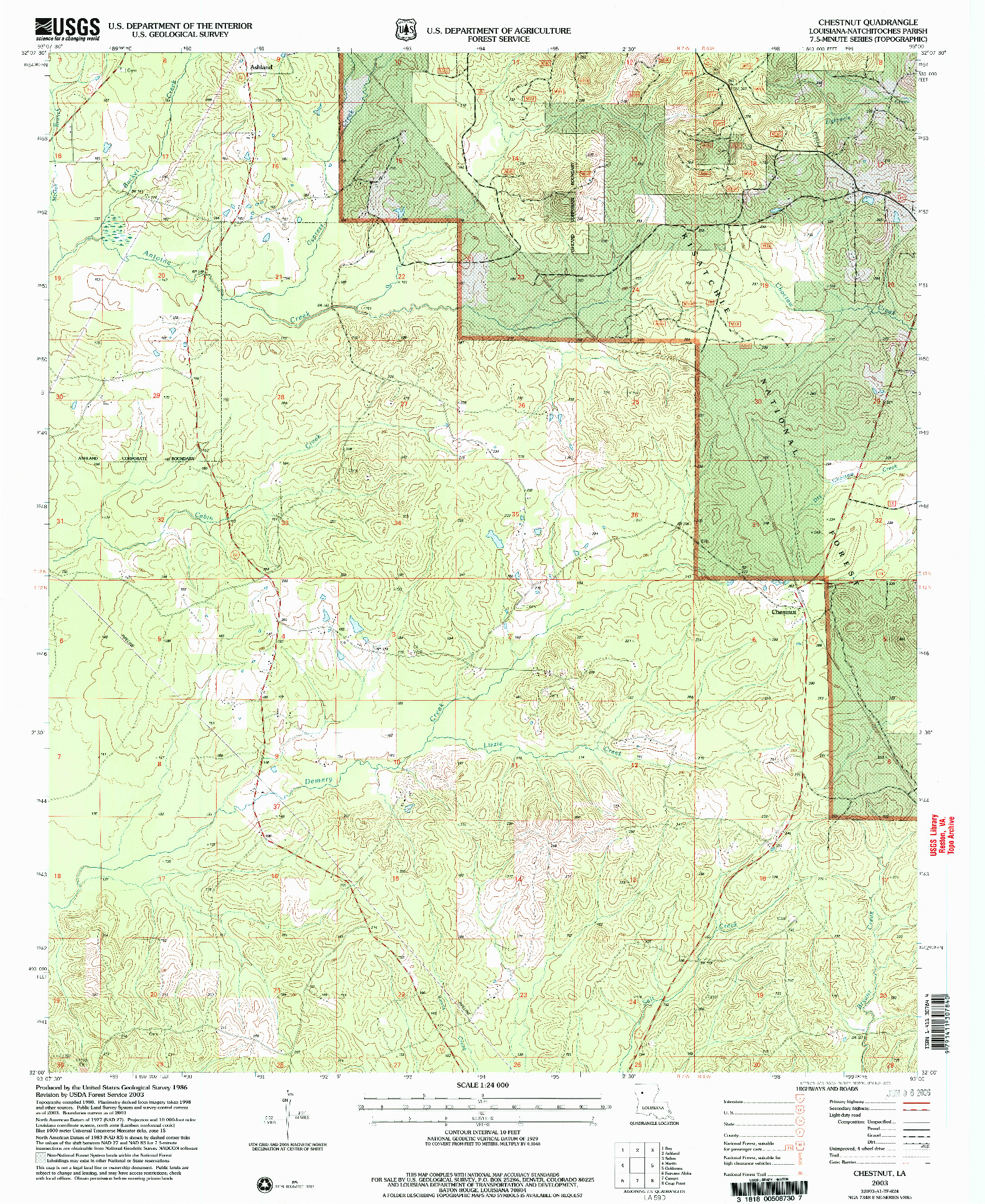 USGS 1:24000-SCALE QUADRANGLE FOR CHESTNUT, LA 2003