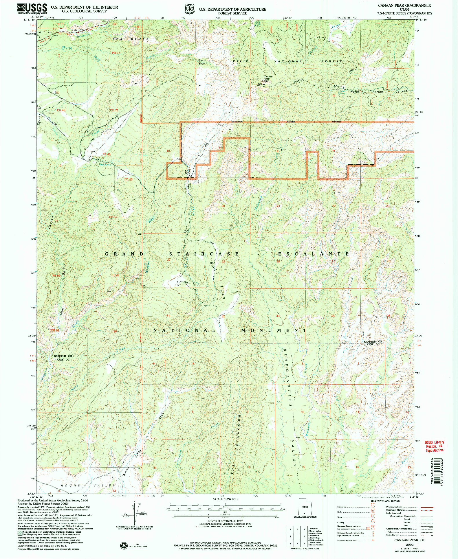 USGS 1:24000-SCALE QUADRANGLE FOR CANAAN PEAK, UT 2002