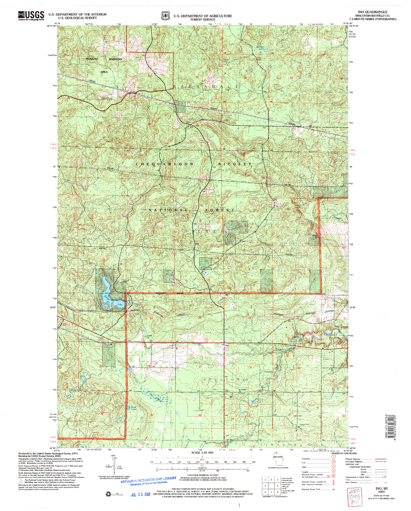 USGS 1:24000-SCALE QUADRANGLE FOR INO, WI 2005