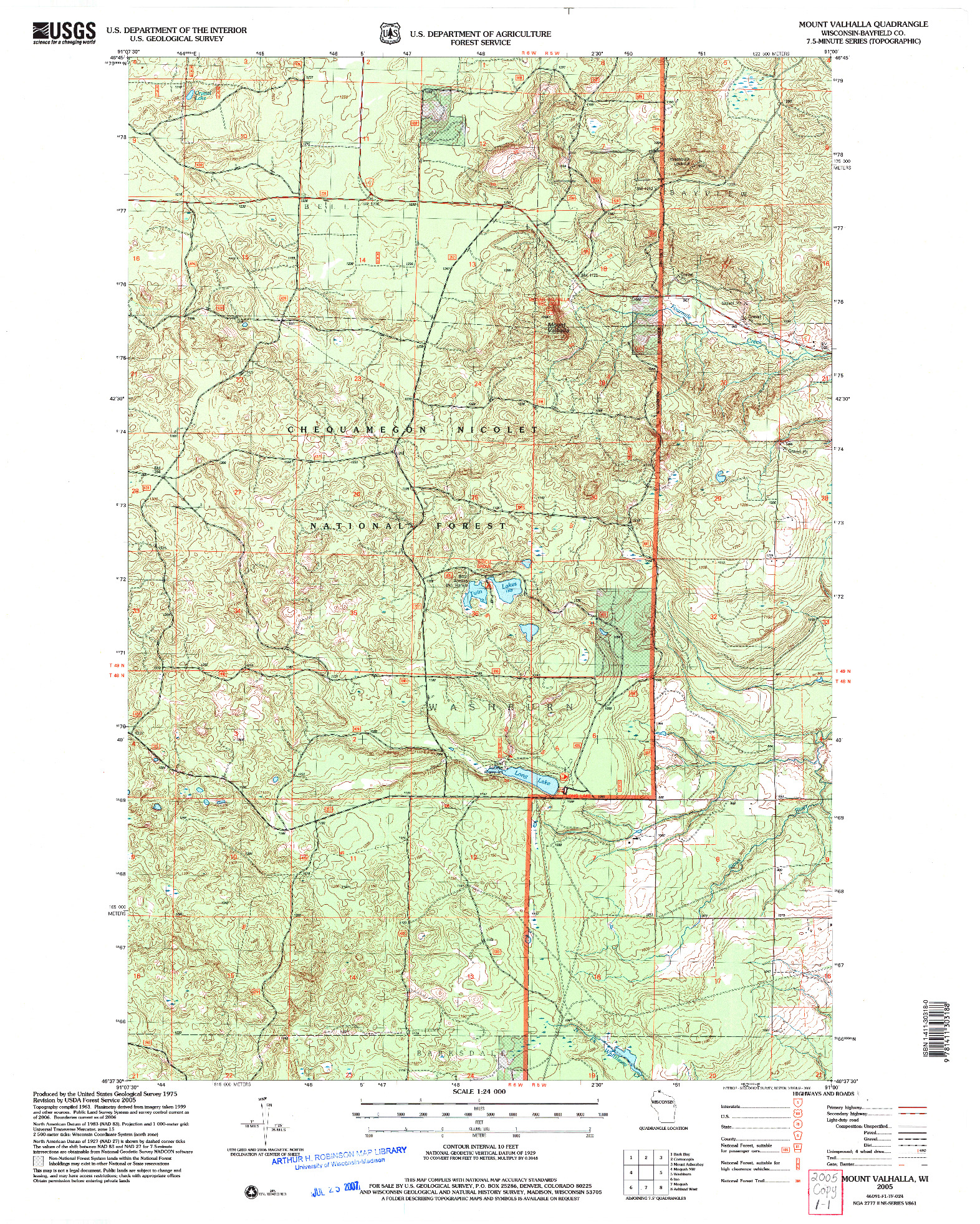 USGS 1:24000-SCALE QUADRANGLE FOR MOUNT VALHALLA, WI 2005