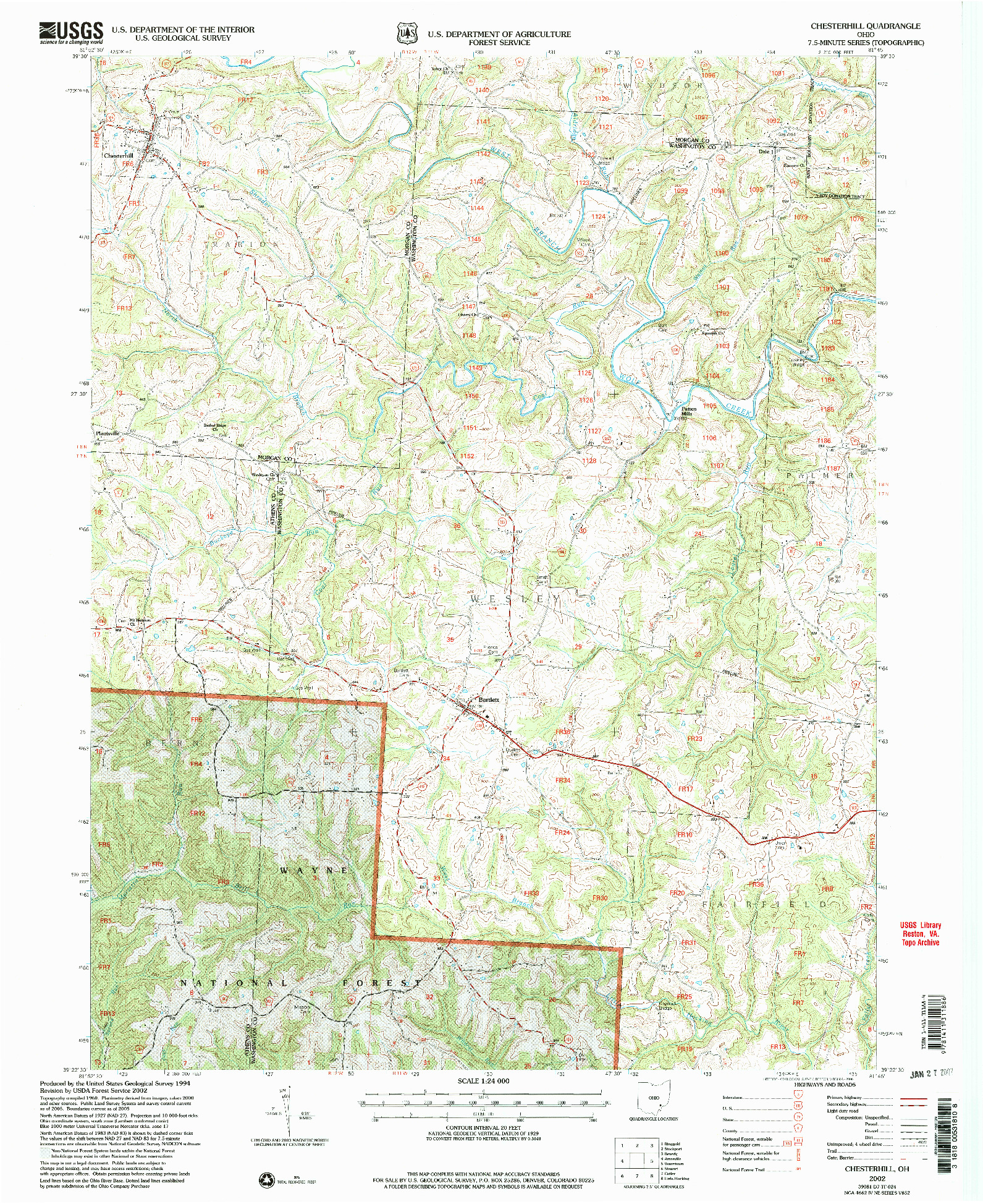 USGS 1:24000-SCALE QUADRANGLE FOR CHESTERHILL, OH 2002