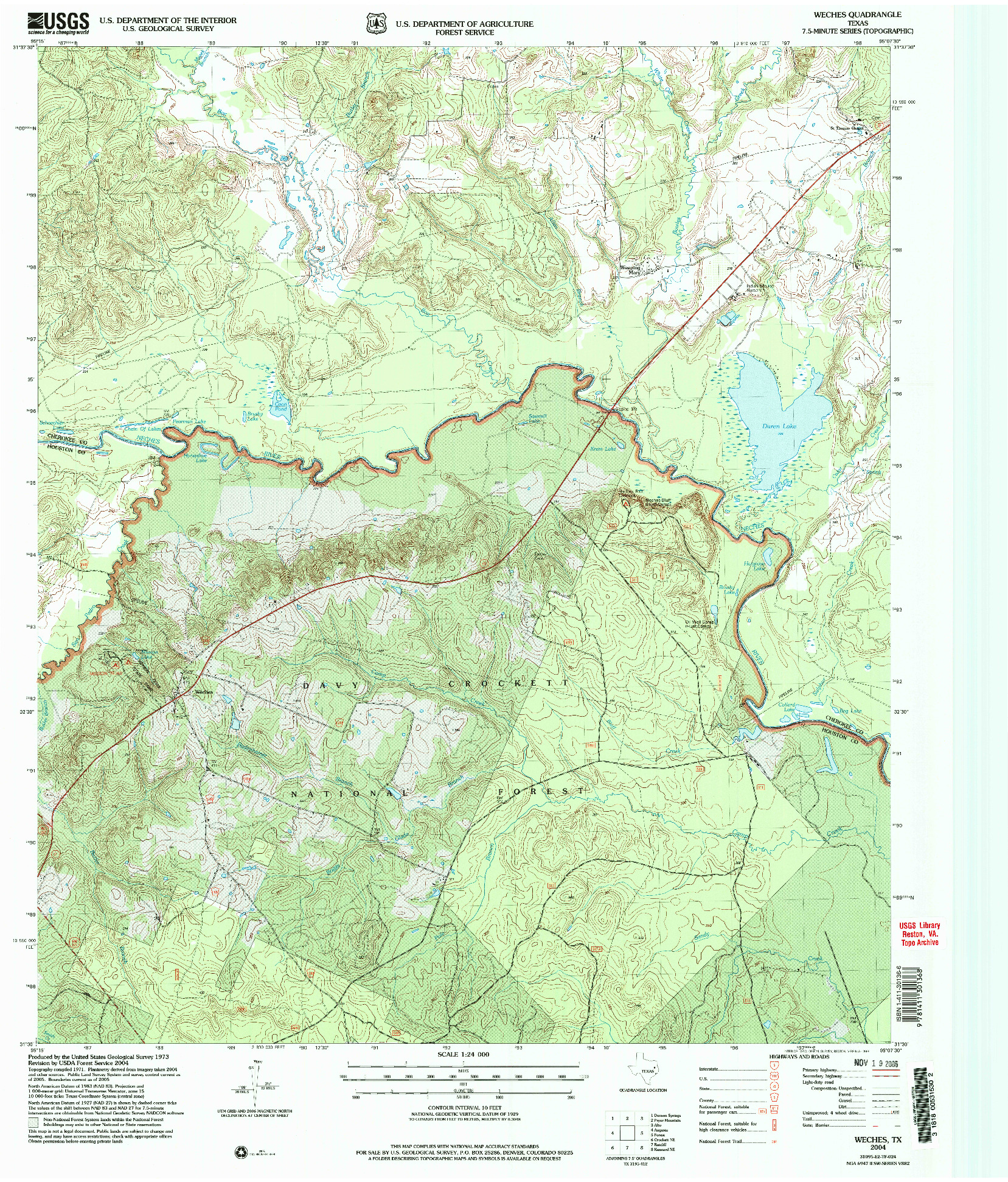 USGS 1:24000-SCALE QUADRANGLE FOR WECHES, TX 2004