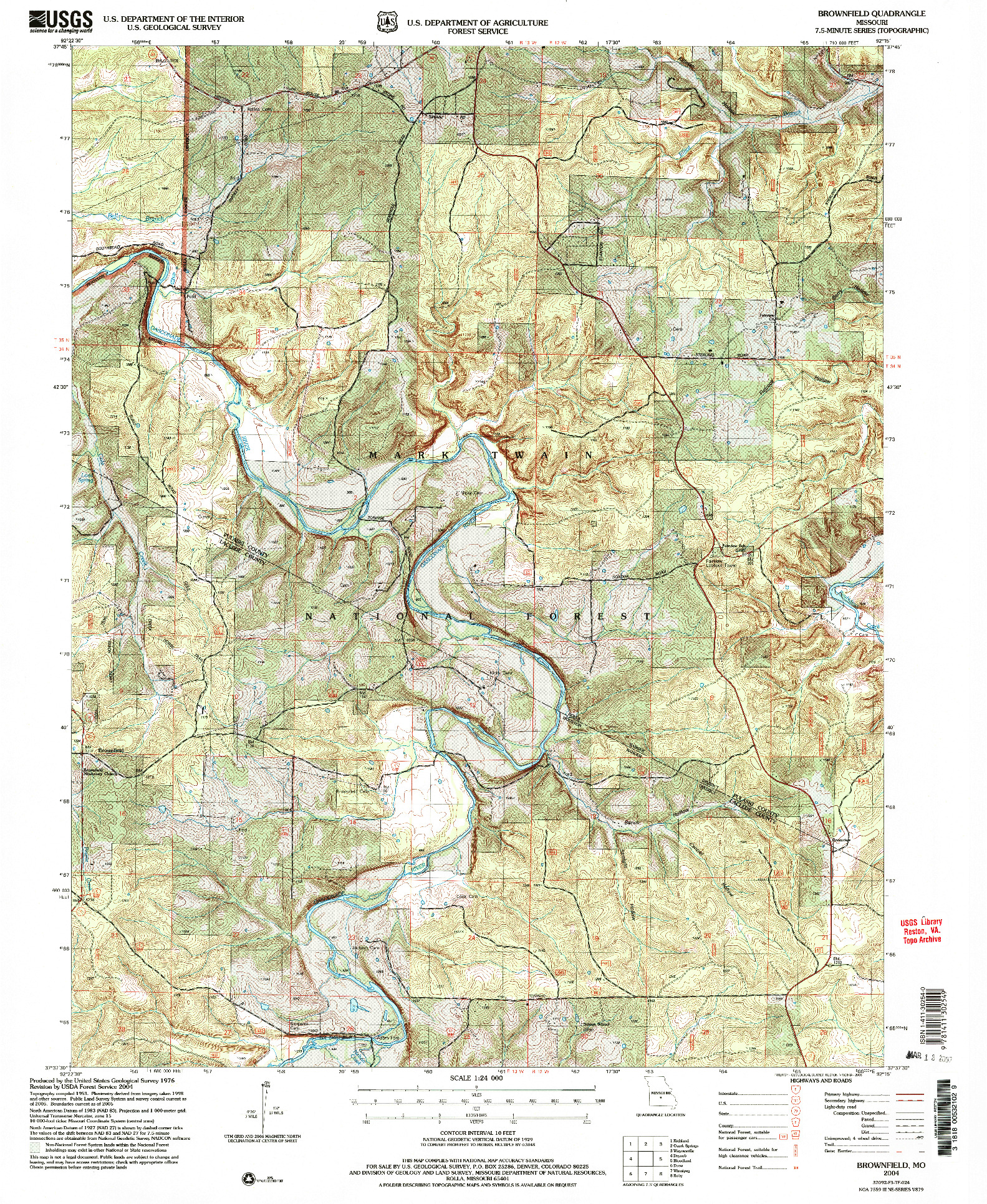 USGS 1:24000-SCALE QUADRANGLE FOR BROWNFIELD, MO 2004