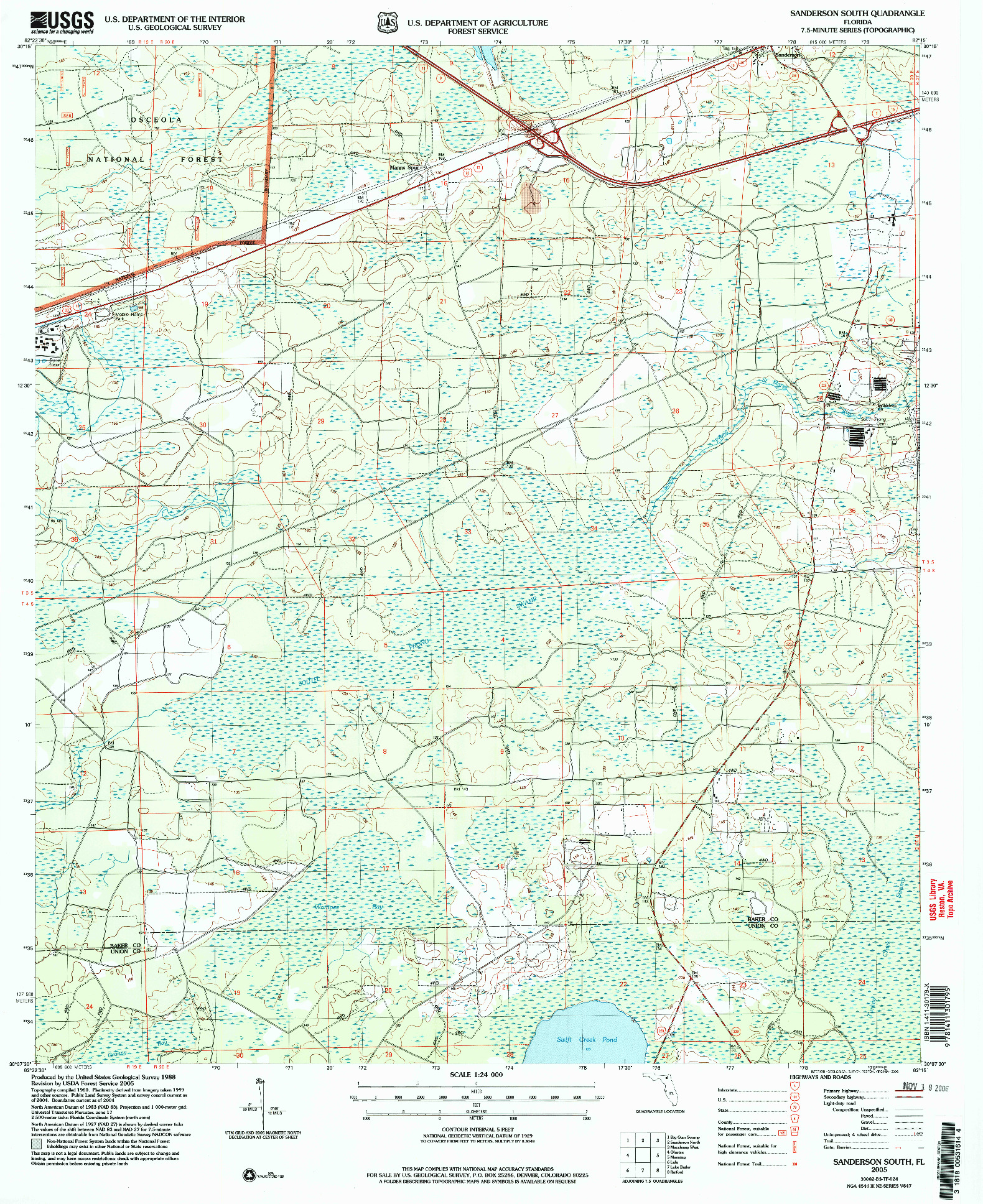 USGS 1:24000-SCALE QUADRANGLE FOR SANDERSON SOUTH, FL 2005