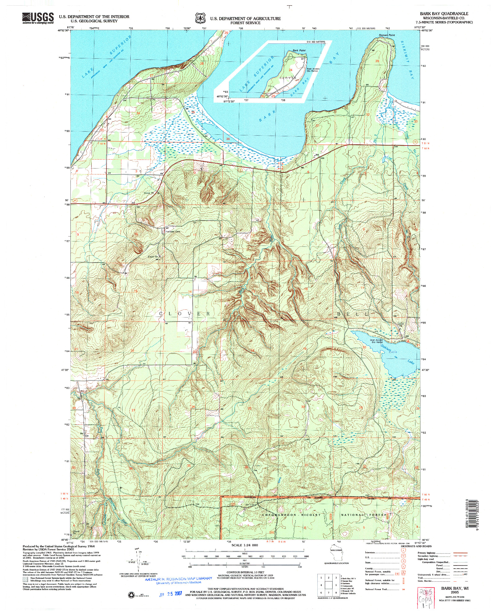 USGS 1:24000-SCALE QUADRANGLE FOR BARK BAY, WI 2005