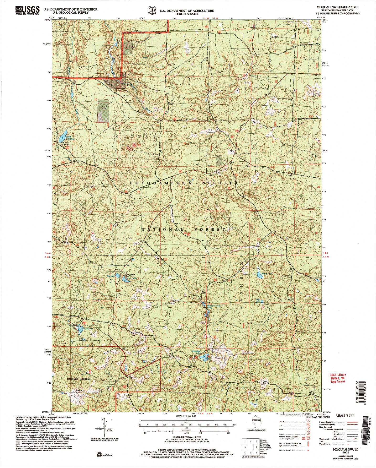 USGS 1:24000-SCALE QUADRANGLE FOR MOQUAH NW, WI 2005