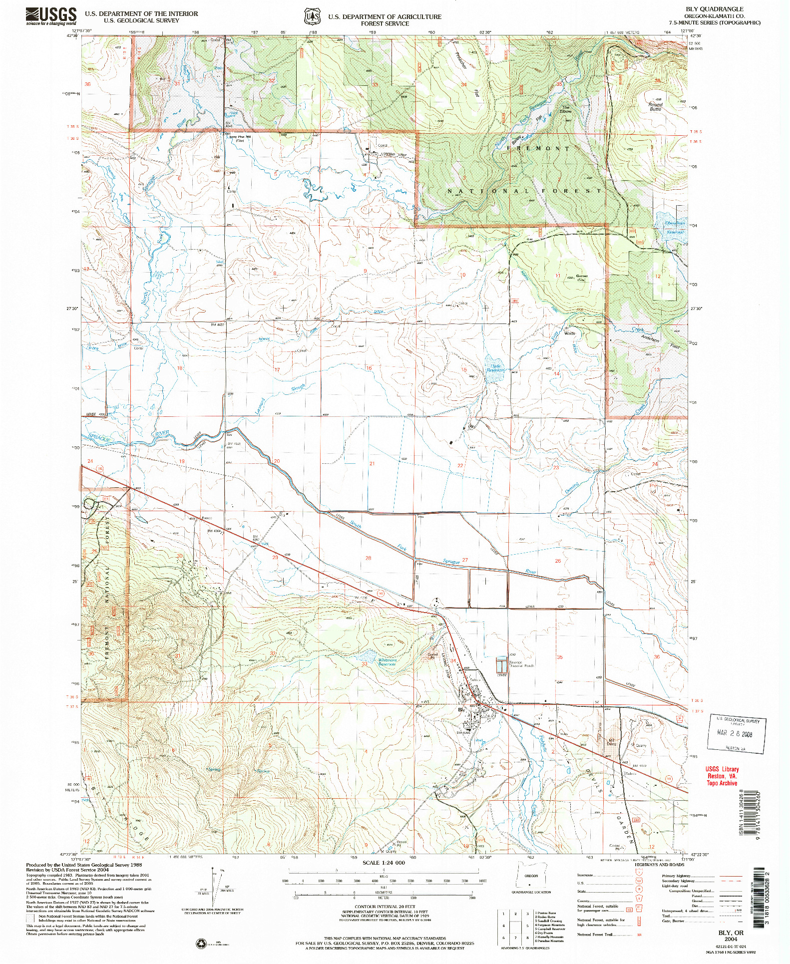 USGS 1:24000-SCALE QUADRANGLE FOR BLY, OR 2004