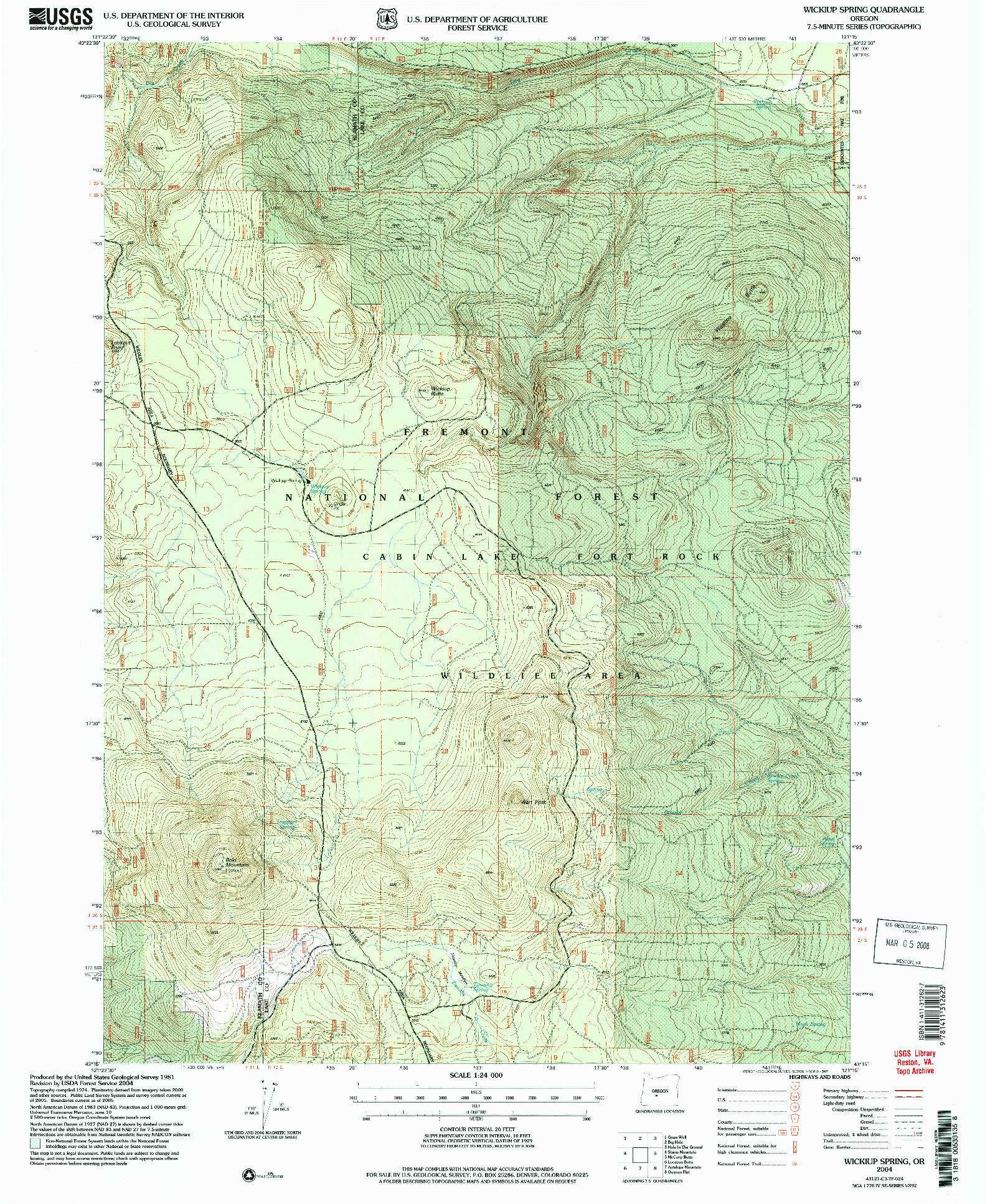 USGS 1:24000-SCALE QUADRANGLE FOR WICKIUP SPRING, OR 2004