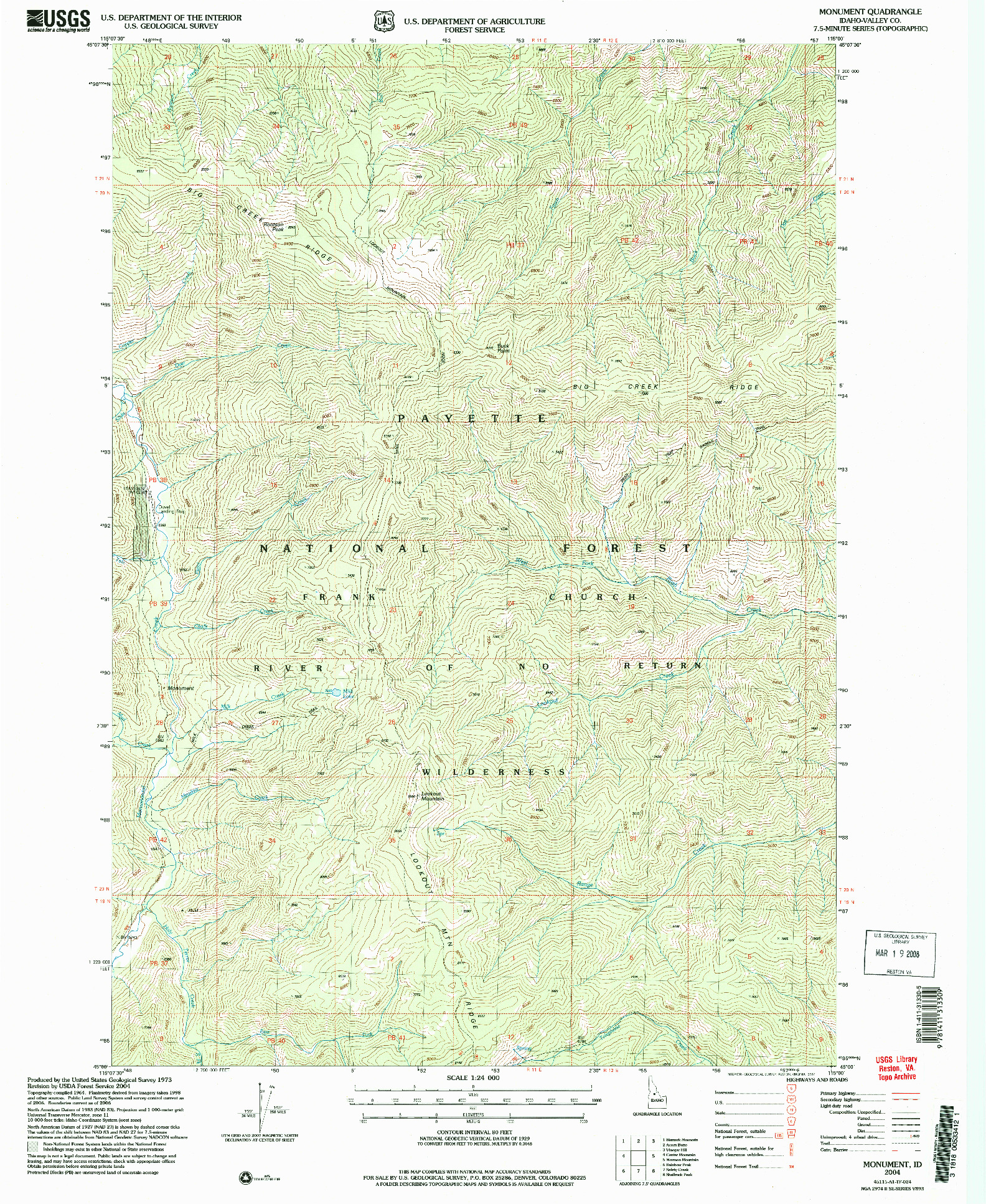 USGS 1:24000-SCALE QUADRANGLE FOR MONUMENT, ID 2004