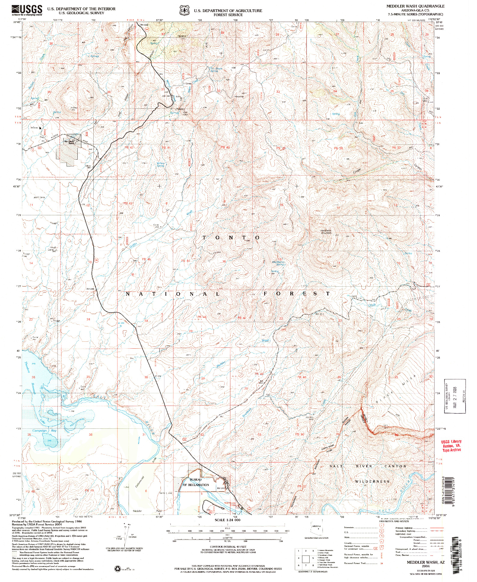 USGS 1:24000-SCALE QUADRANGLE FOR MEDDLER WASH, AZ 2004