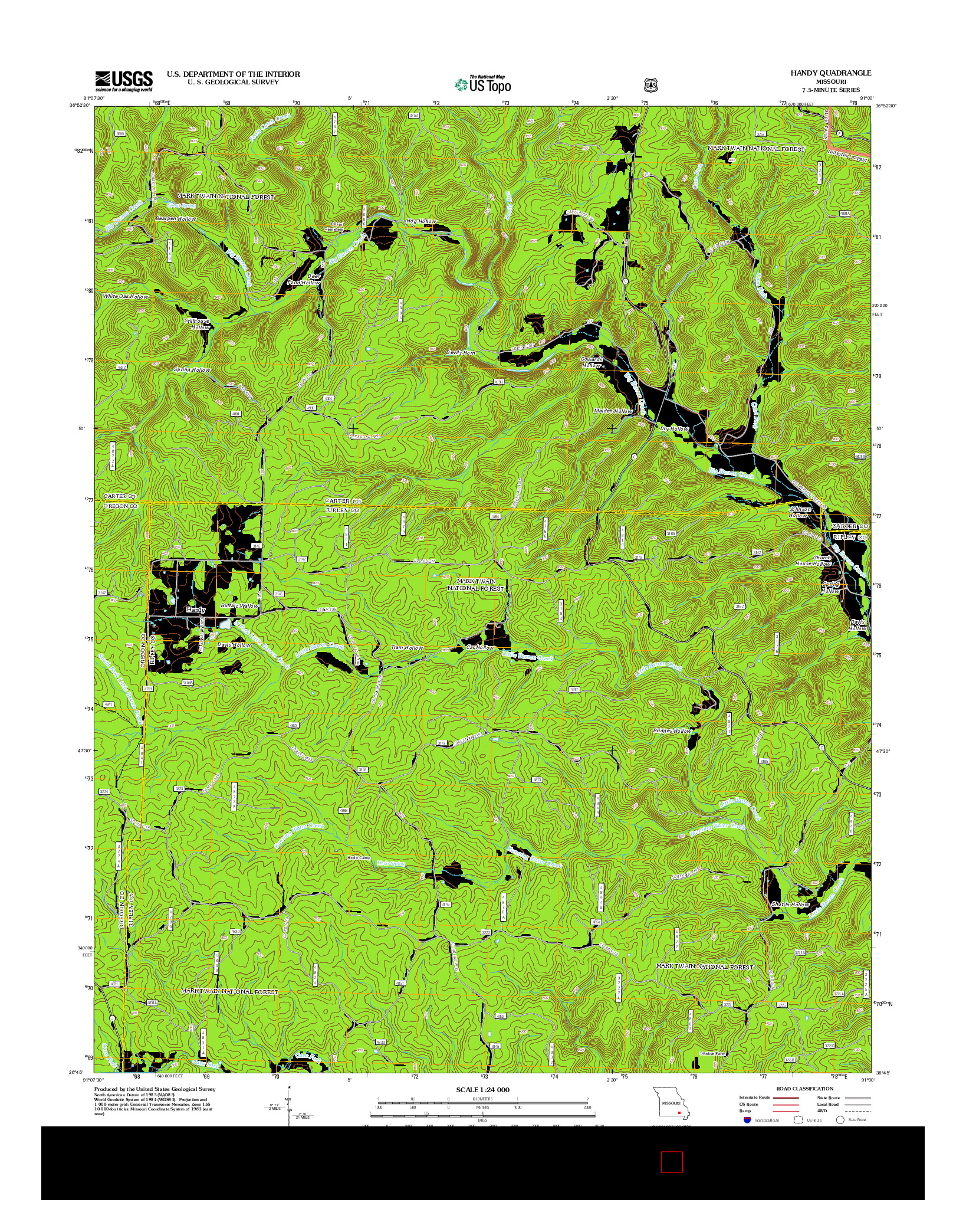 USGS US TOPO 7.5-MINUTE MAP FOR HANDY, MO 2012