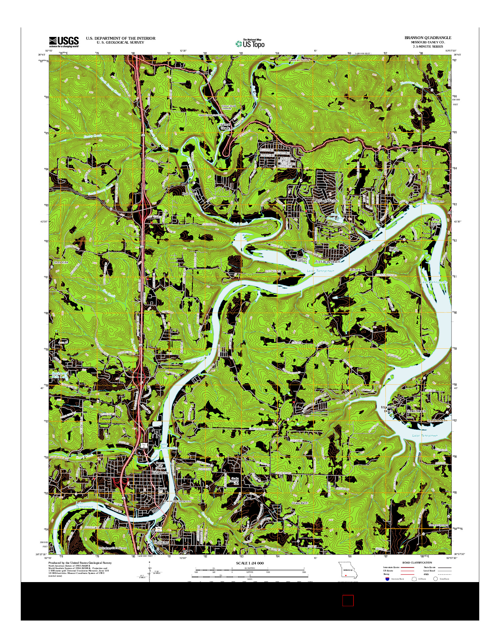 USGS US TOPO 7.5-MINUTE MAP FOR BRANSON, MO 2012