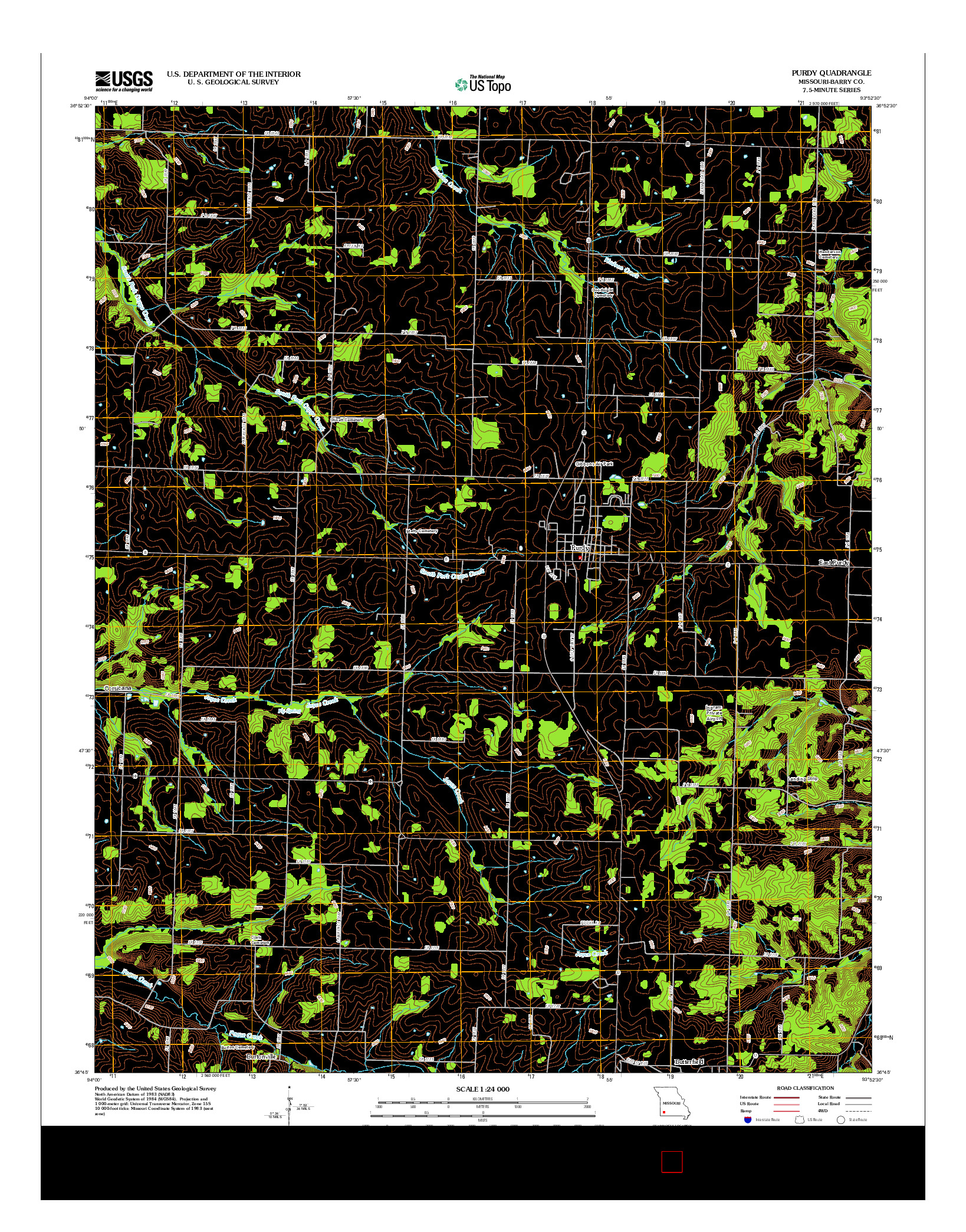 USGS US TOPO 7.5-MINUTE MAP FOR PURDY, MO 2012