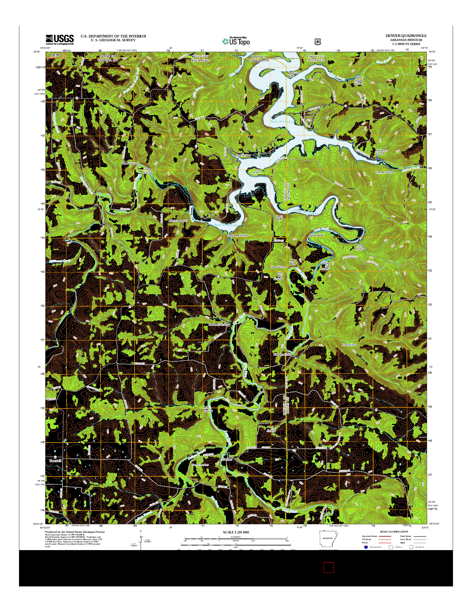 USGS US TOPO 7.5-MINUTE MAP FOR DENVER, AR-MO 2012