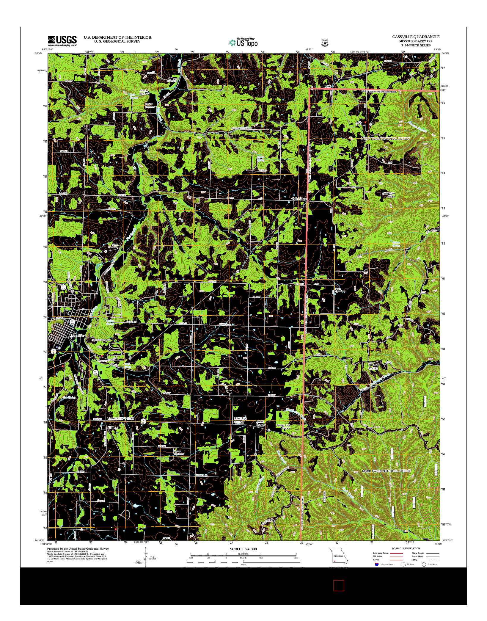 USGS US TOPO 7.5-MINUTE MAP FOR CASSVILLE, MO 2012