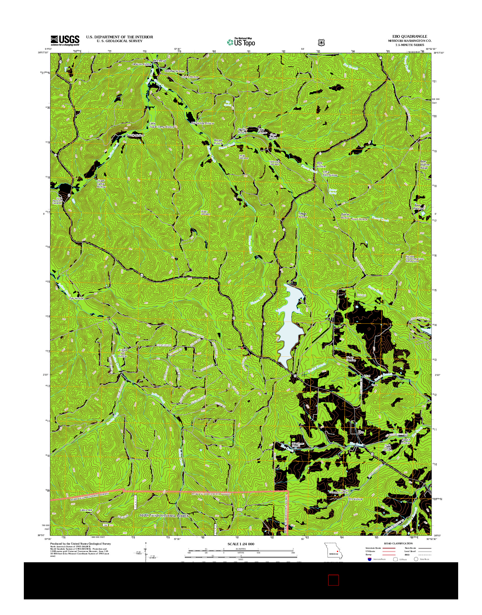 USGS US TOPO 7.5-MINUTE MAP FOR EBO, MO 2012